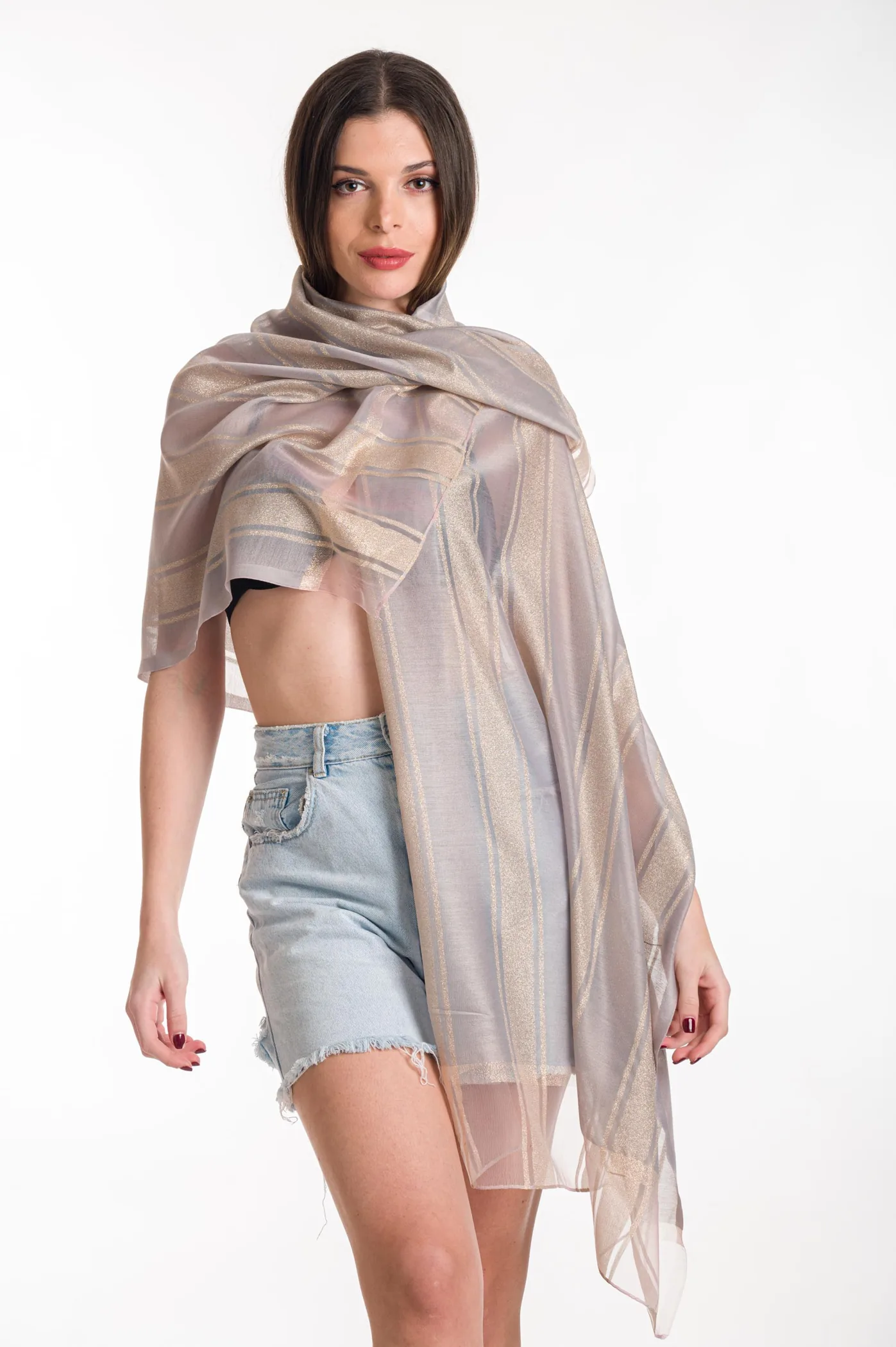 Εσαρπα μεταλιζε - Ασημί;Χρυσό resort wear προϊόν για καλοκαιρινές resort εμφανίσεις