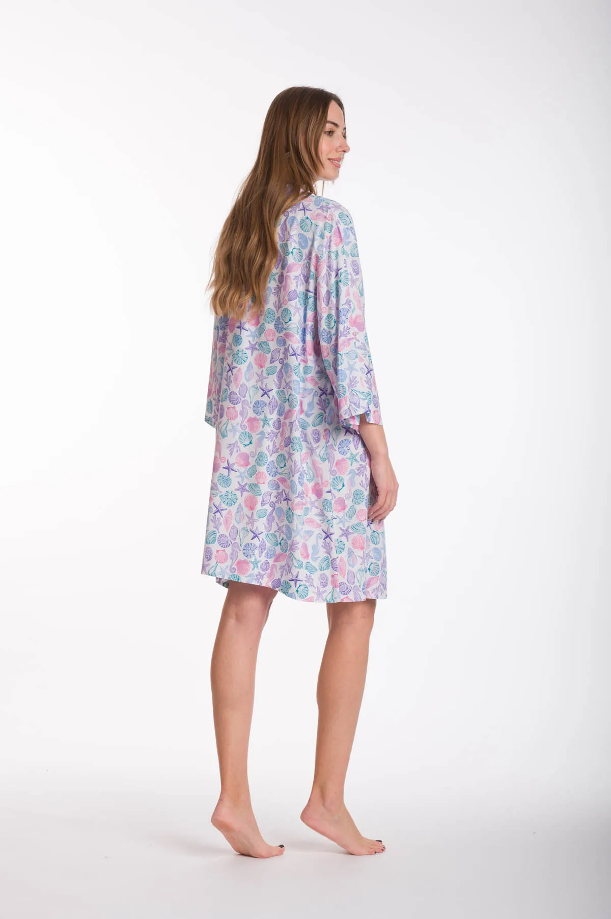Πουκαμισα βαμβακερη - tunic - φορεμα - Άσπρο;Λιλά φόρεμα παραλίας από βαμβακερό για καλοκαιρινές resort εμφανίσεις