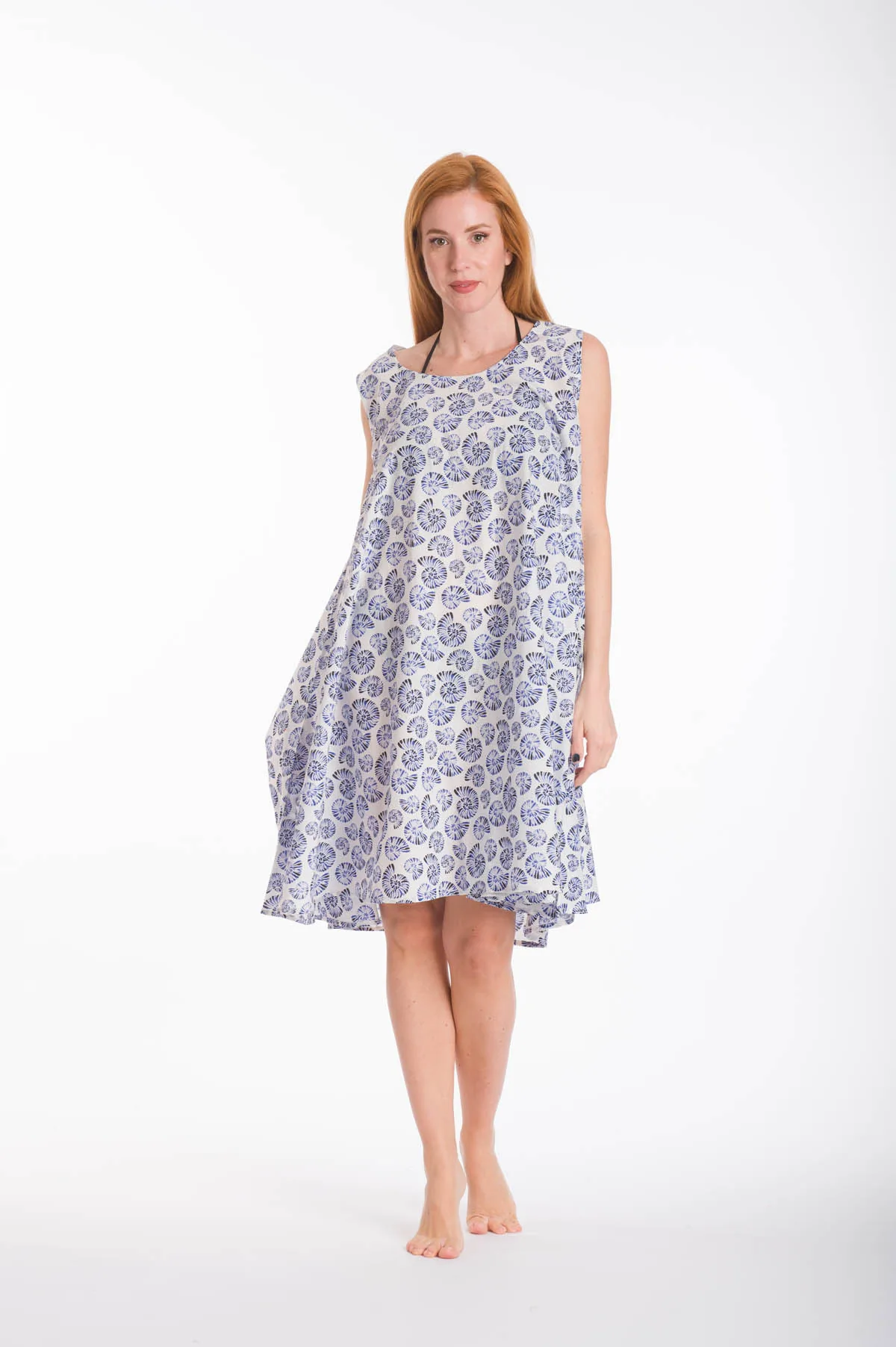 Φορεμα oval viscose - Άσπρο;Μπλέ παρεό παραλίας για καλοκαιρινές resort εμφανίσεις