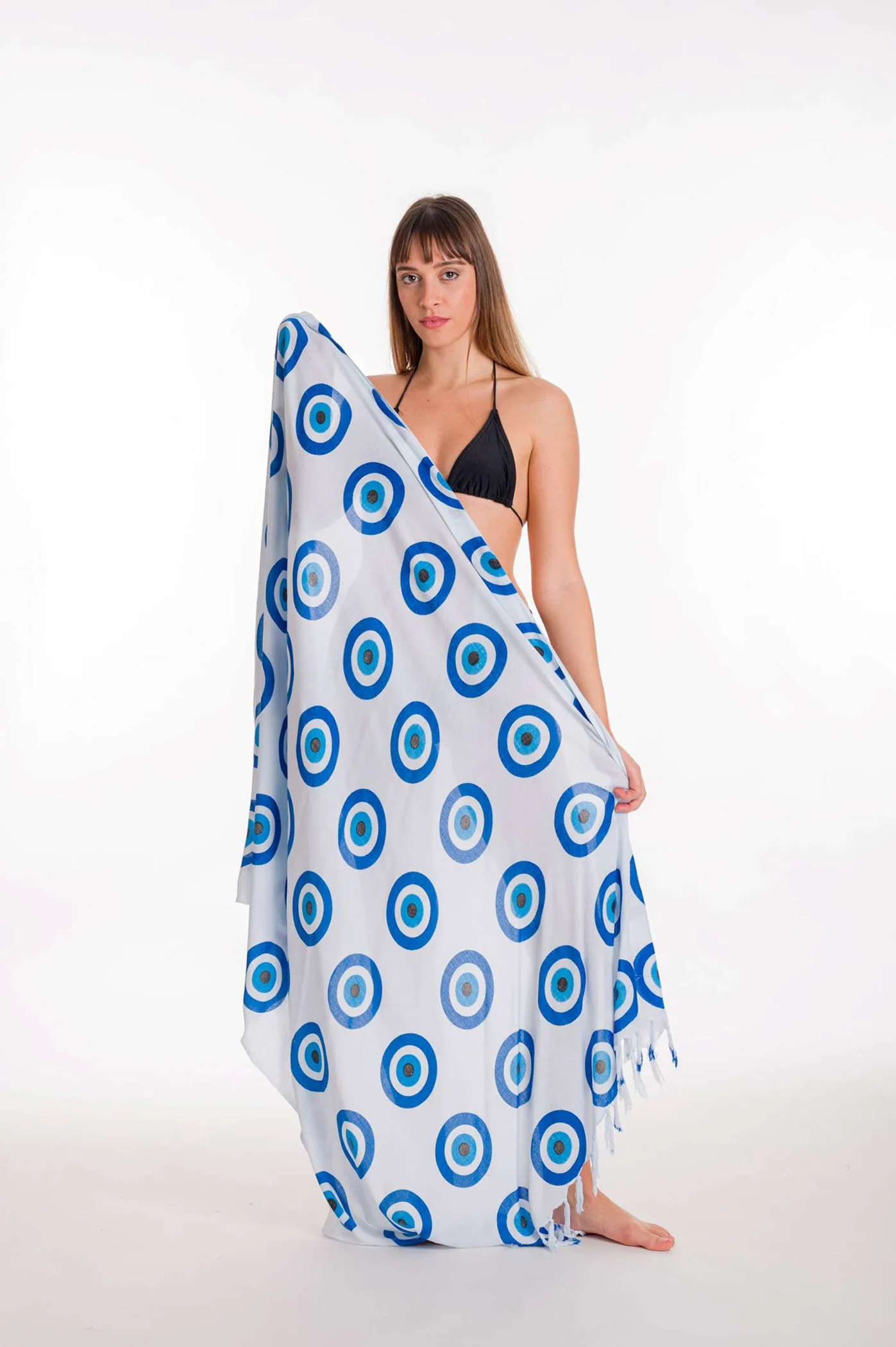 Παρεο ματι viscose με κροσσια - Άσπρο παρεό παραλίας για καλοκαιρινές resort εμφανίσεις
