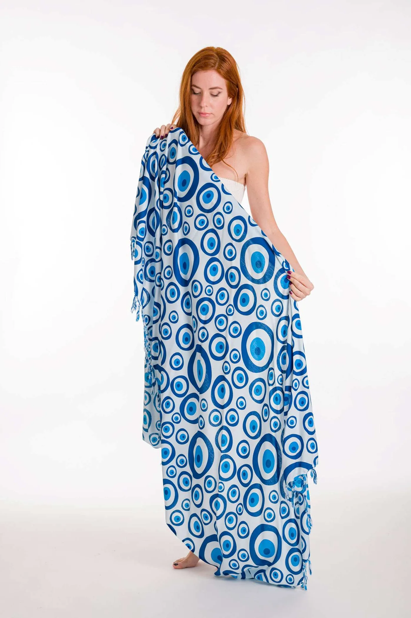 Παρεο ματι viscose με κροσσια - Άσπρο παρεό παραλίας για καλοκαιρινές resort εμφανίσεις