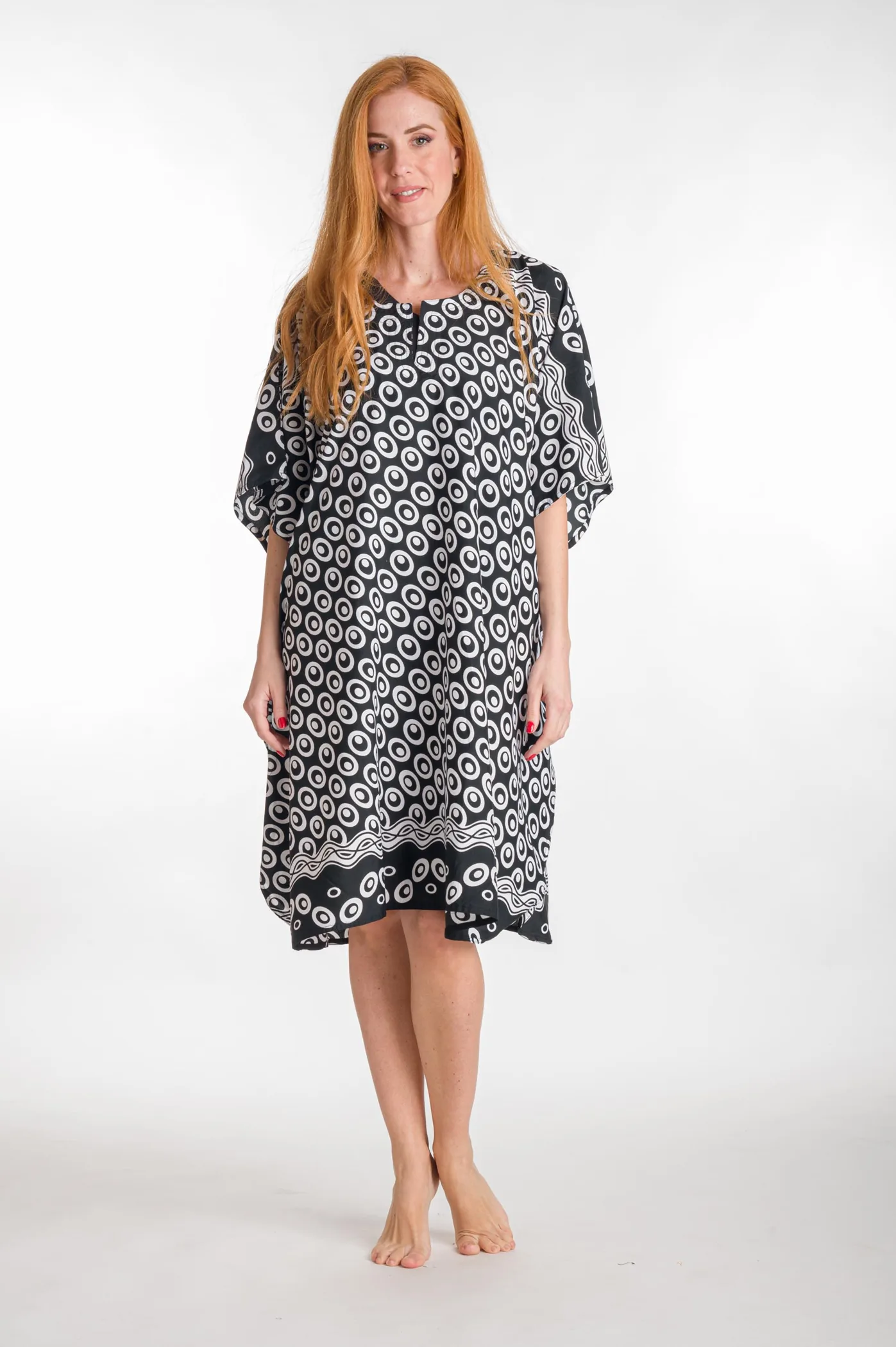 Καφτανι 3/4 mmf silk touch - Ασπρόμαυρο παρεό παραλίας για καλοκαιρινές resort εμφανίσεις