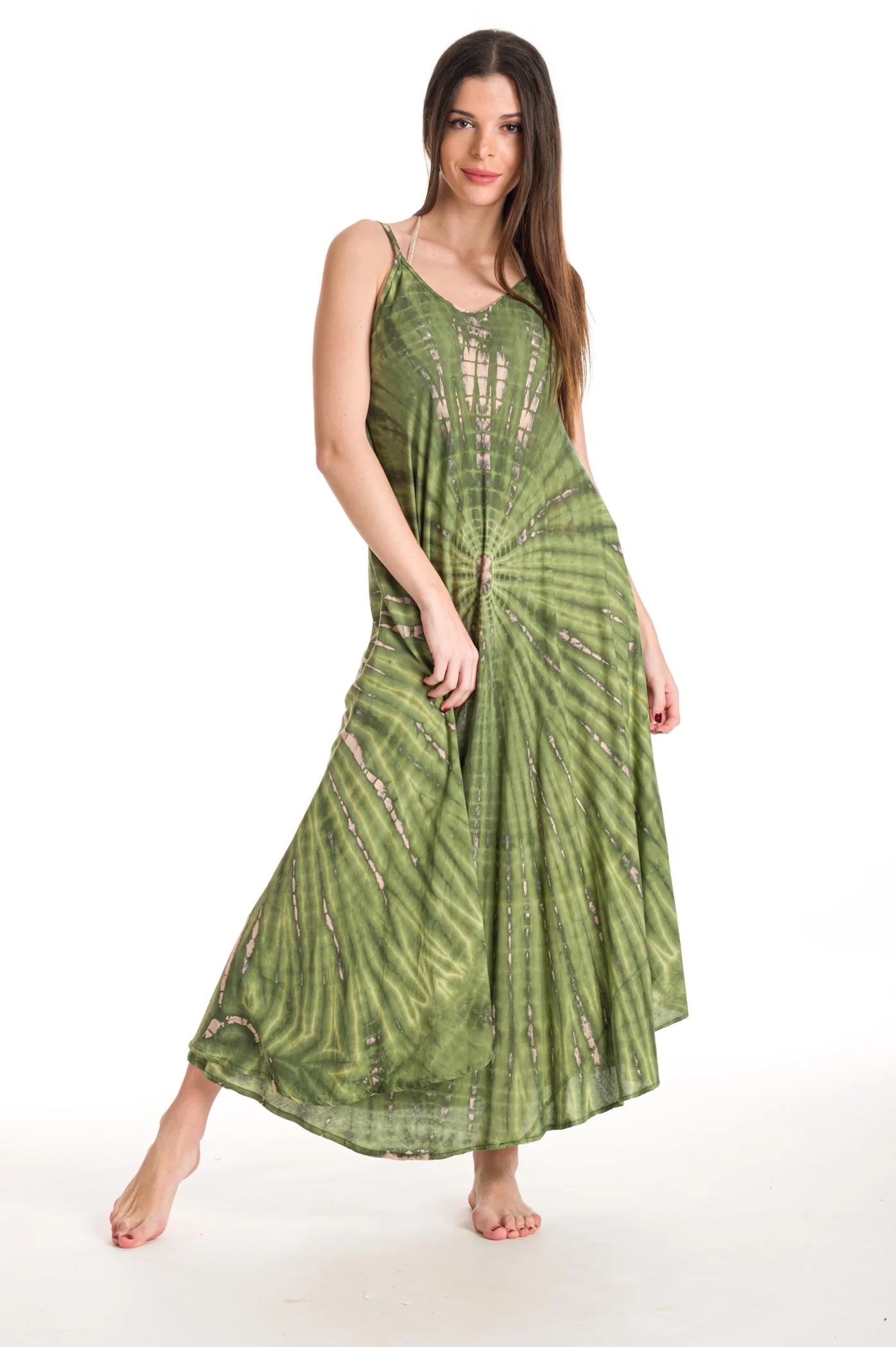 Φορεμα αμανικο μακρυ viscose tie dye - καφτάνια-παρεό - kaftania.gr - Χακί φόρεμα παραλίας για καλοκαιρινές resort εμφανίσεις