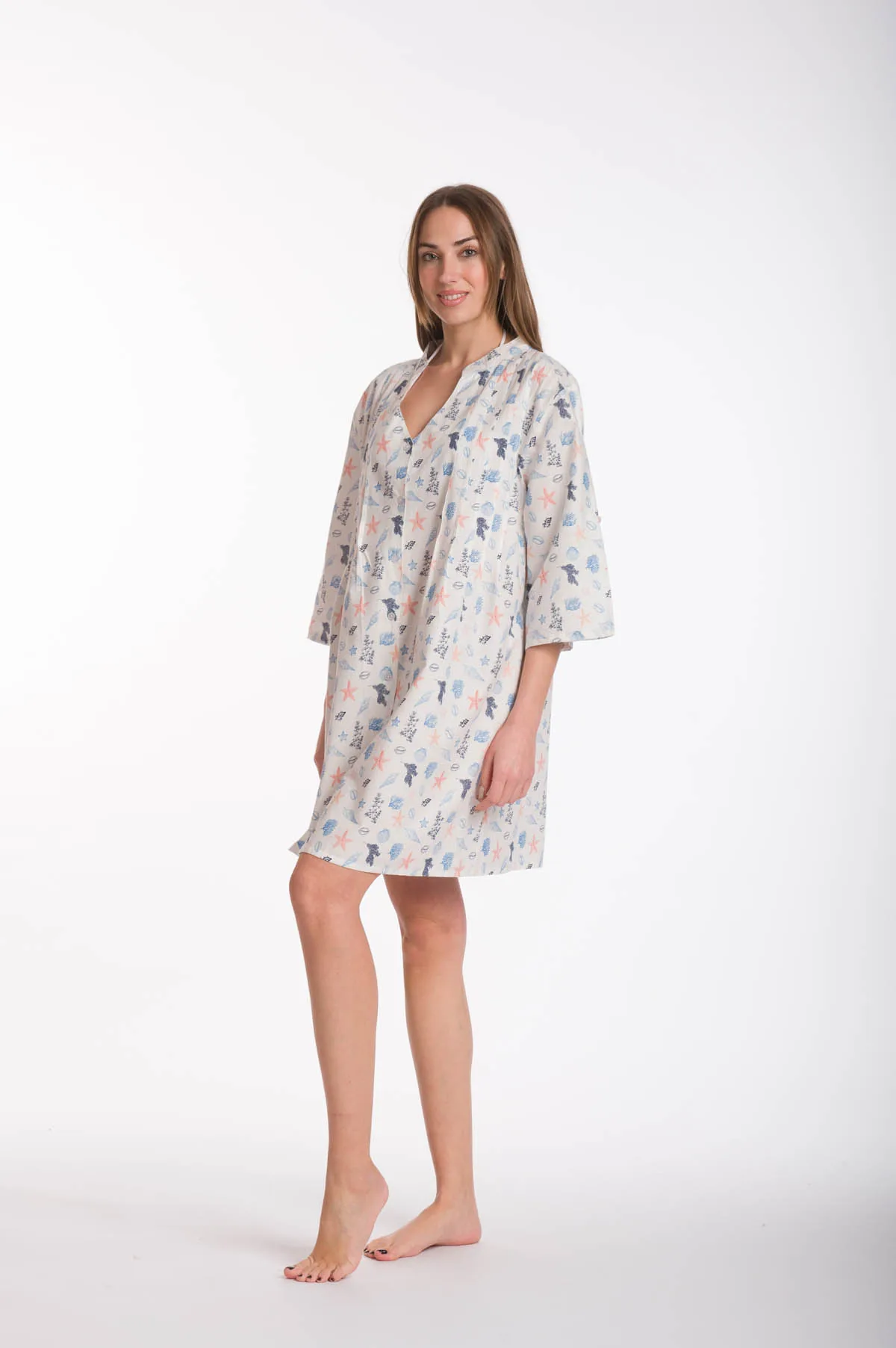 Πουκαμισα βαμβακερη - tunic - φορεμα - Εκρού παρεό παραλίας από βαμβακερό για καλοκαιρινές resort εμφανίσεις