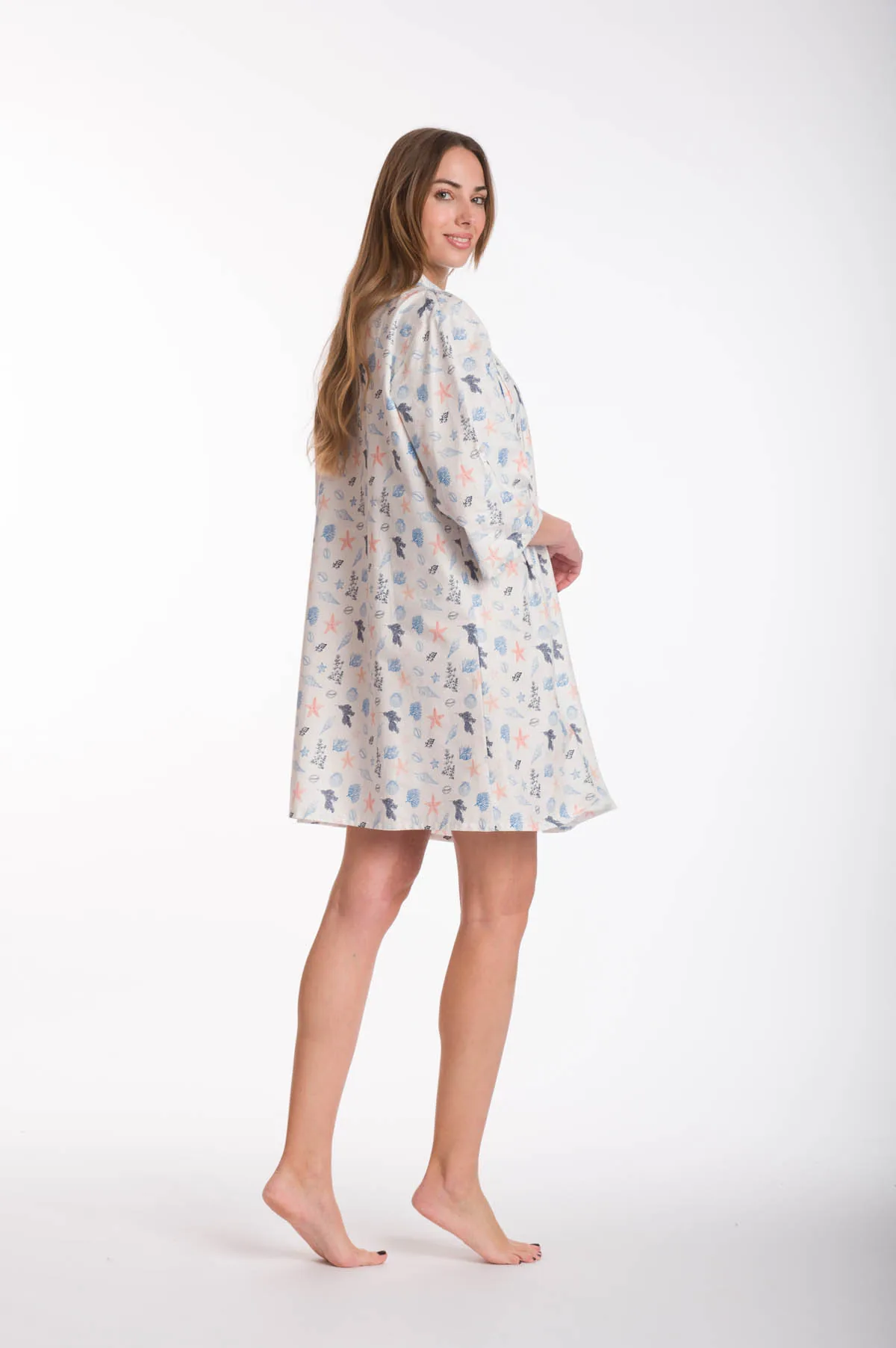 Πουκαμισα βαμβακερη - tunic - φορεμα - Εκρού φόρεμα παραλίας από βαμβακερό για καλοκαιρινές resort εμφανίσεις