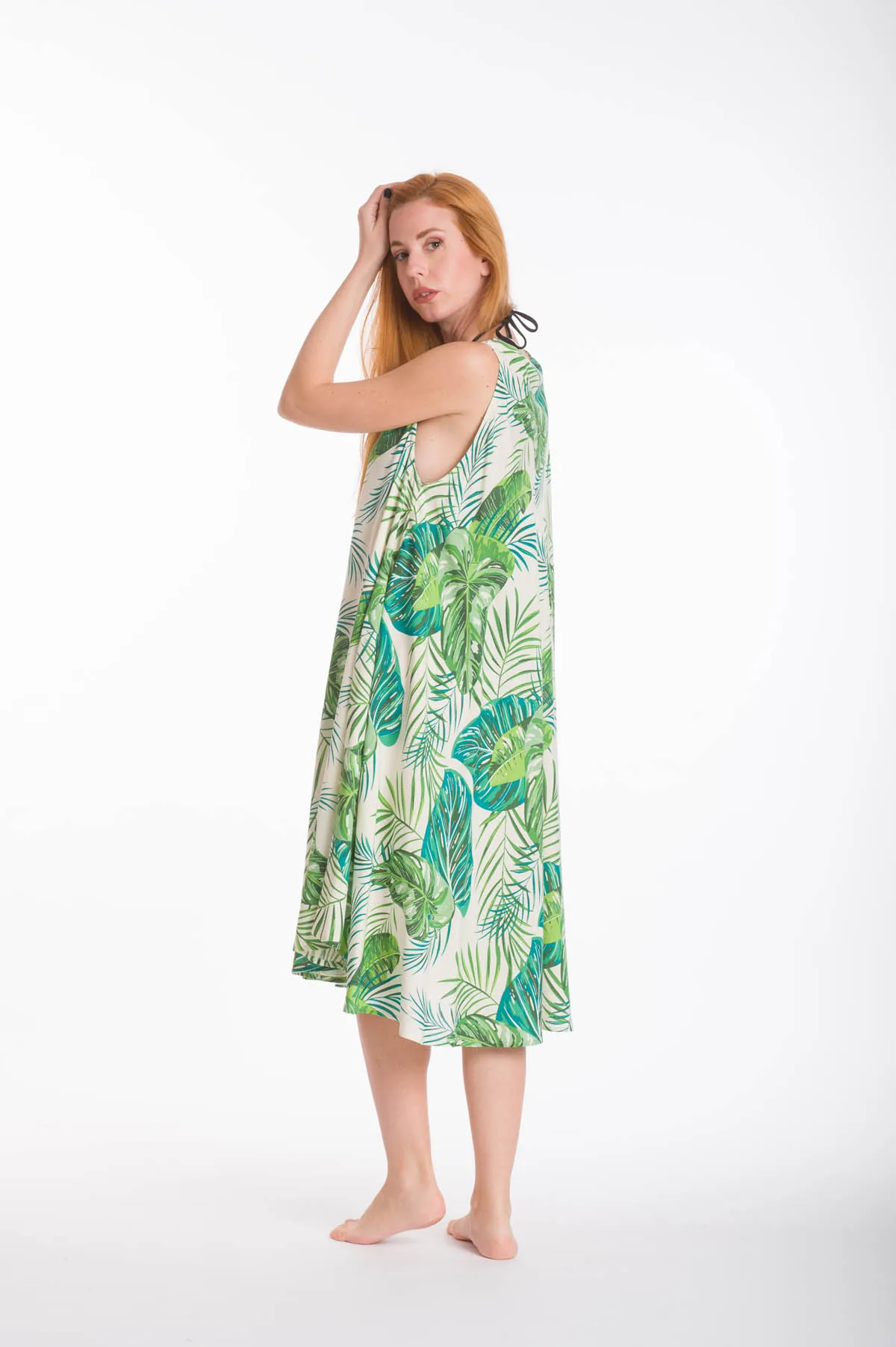 Φορεμα oval viscose - Εκρού;Πράσινο φόρεμα παραλίας για καλοκαιρινές resort εμφανίσεις