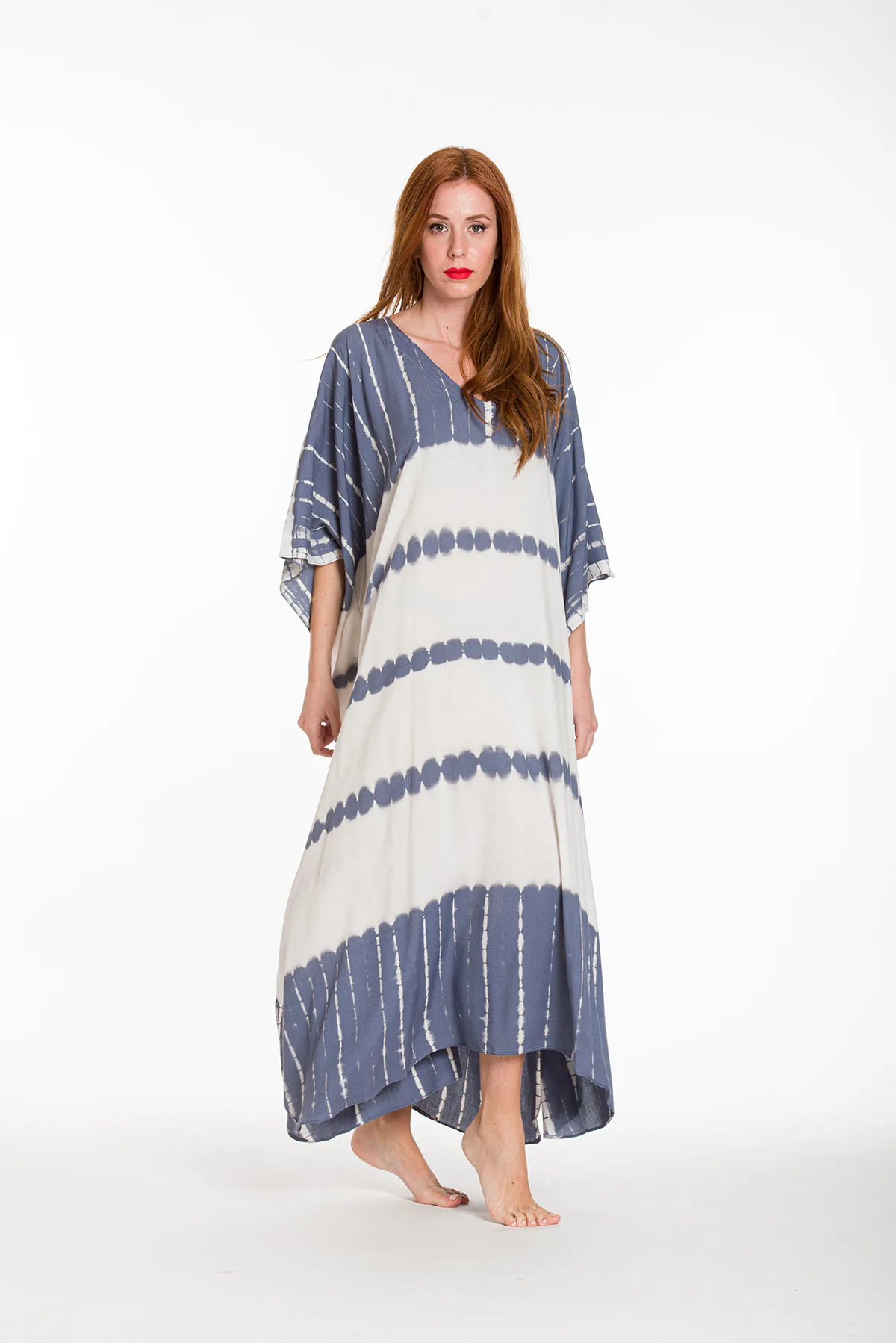 Καφτανι βισκοζ shibori tie dye - Εκρού;Ράφ παρεό παραλίας από βισκόζ για καλοκαιρινές resort εμφανίσεις