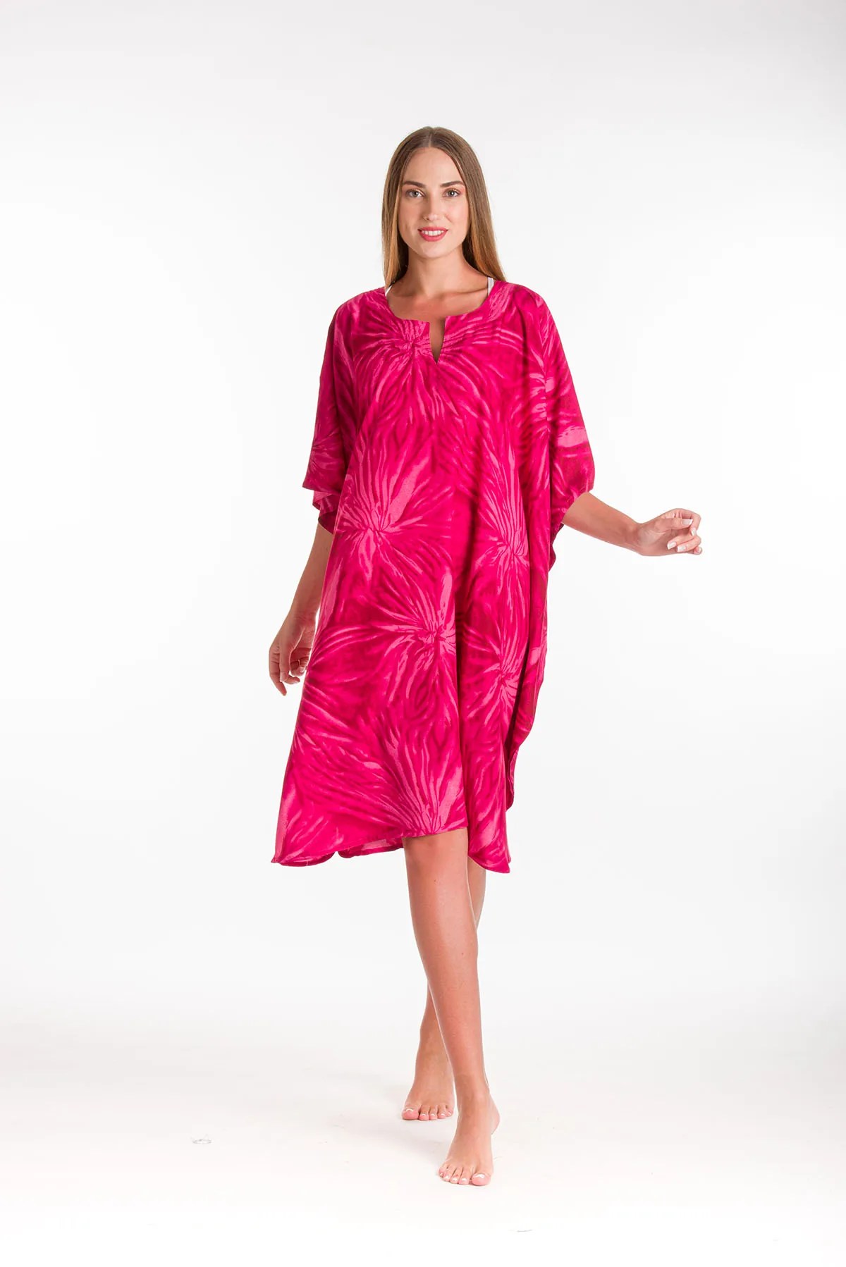 Καφτανι 3/4 mmf silk touch - Φούξια παρεό παραλίας για καλοκαιρινές resort εμφανίσεις