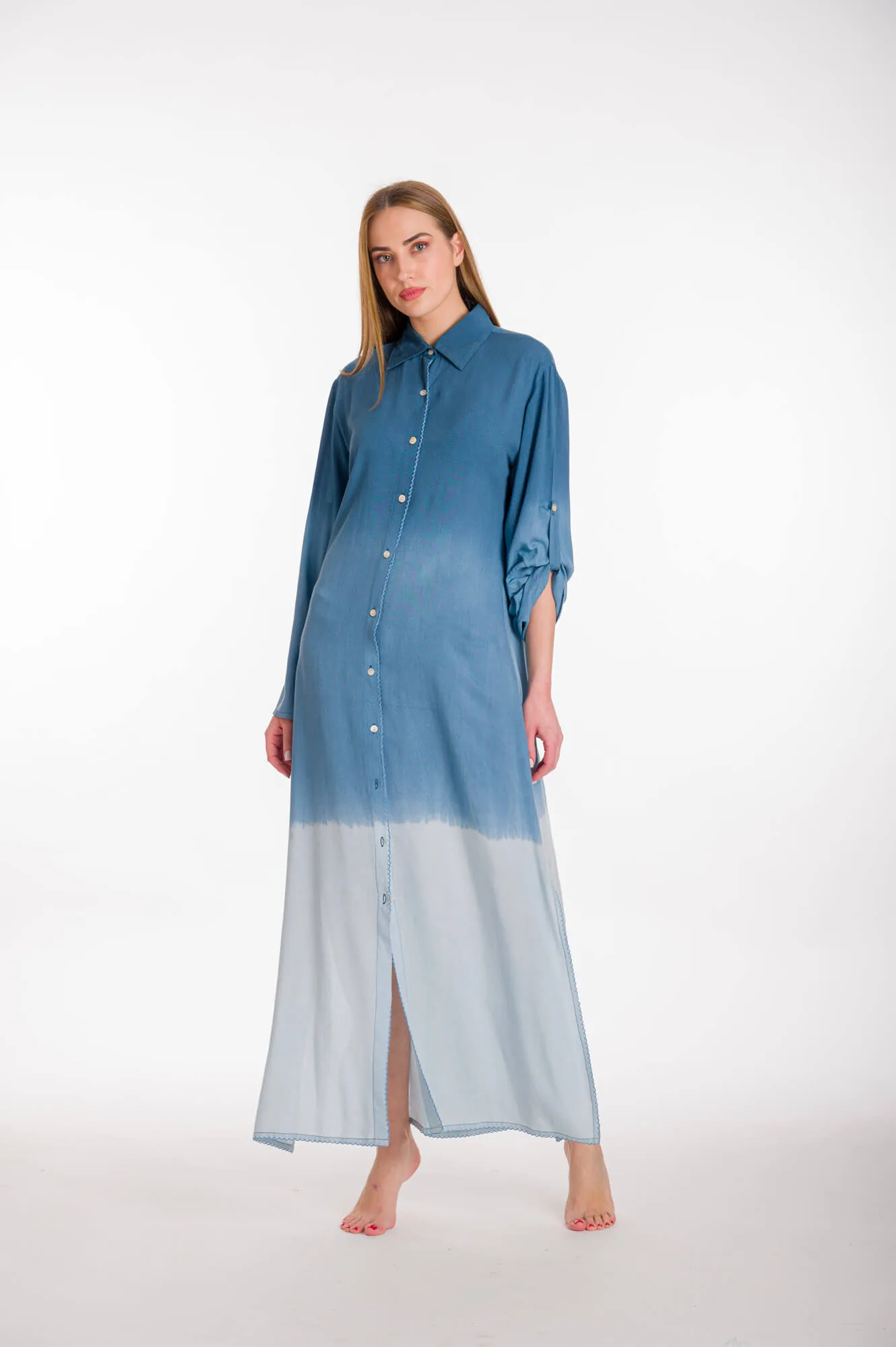 Πουκαμισα viscose- tunic - φορεμα - Γαλάζιο;Μπλέ παρεό παραλίας για καλοκαιρινές resort εμφανίσεις