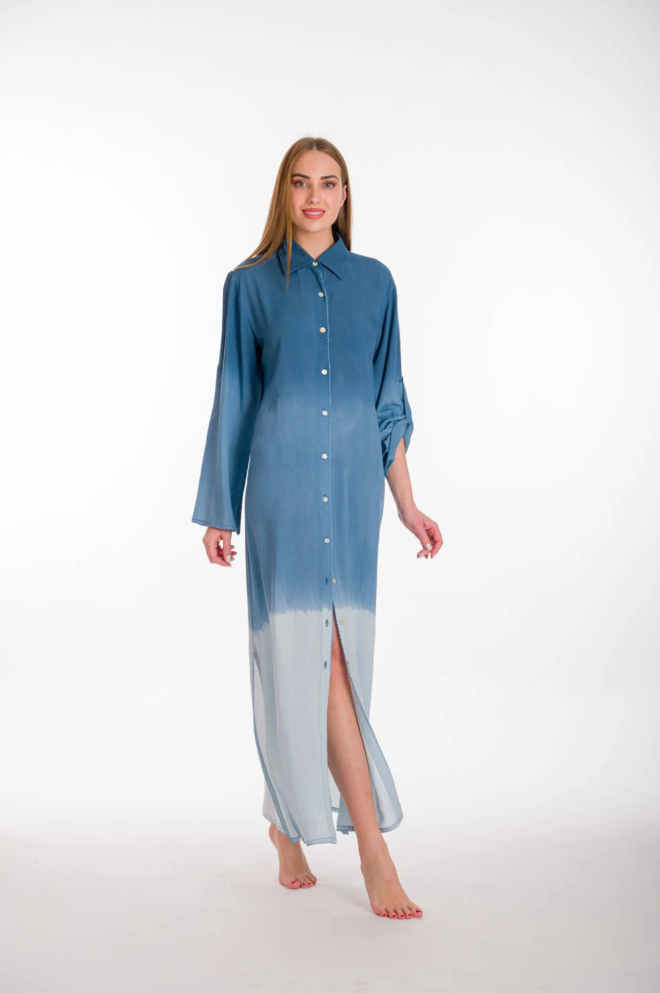 Πουκαμισα viscose- tunic - φορεμα - Γαλάζιο;Μπλέ resort wear προϊόν για καλοκαιρινές resort εμφανίσεις