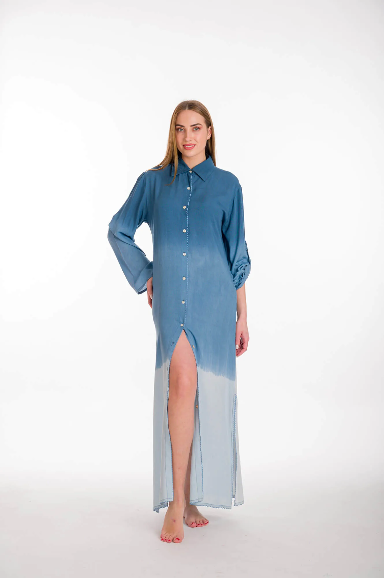 Πουκαμισα viscose- tunic - φορεμα - Γαλάζιο;Μπλέ resort wear προϊόν για καλοκαιρινές resort εμφανίσεις