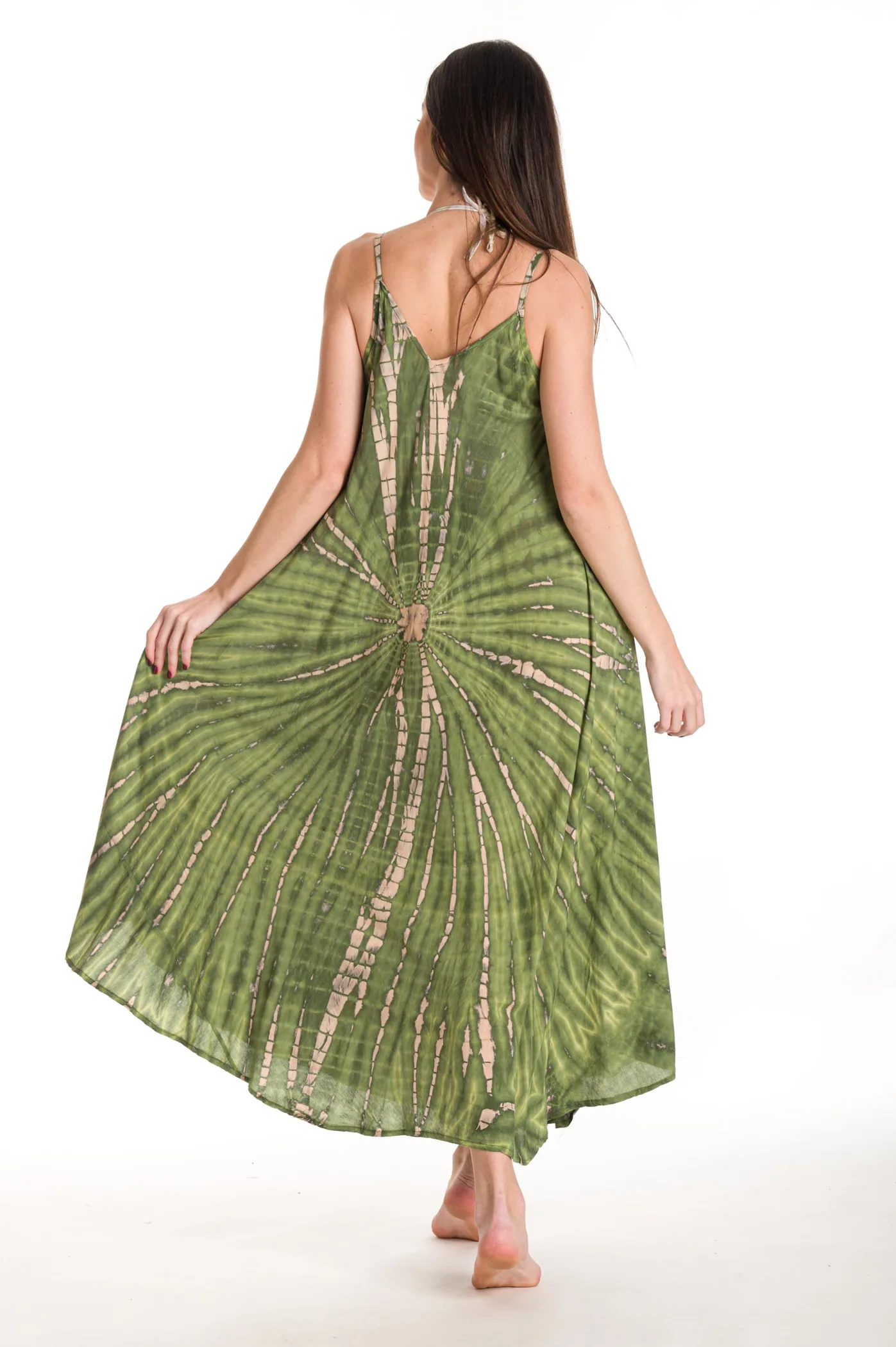 Φορεμα αμανικο μακρυ viscose tie dye - Γκρί φόρεμα παραλίας για καλοκαιρινές resort εμφανίσεις