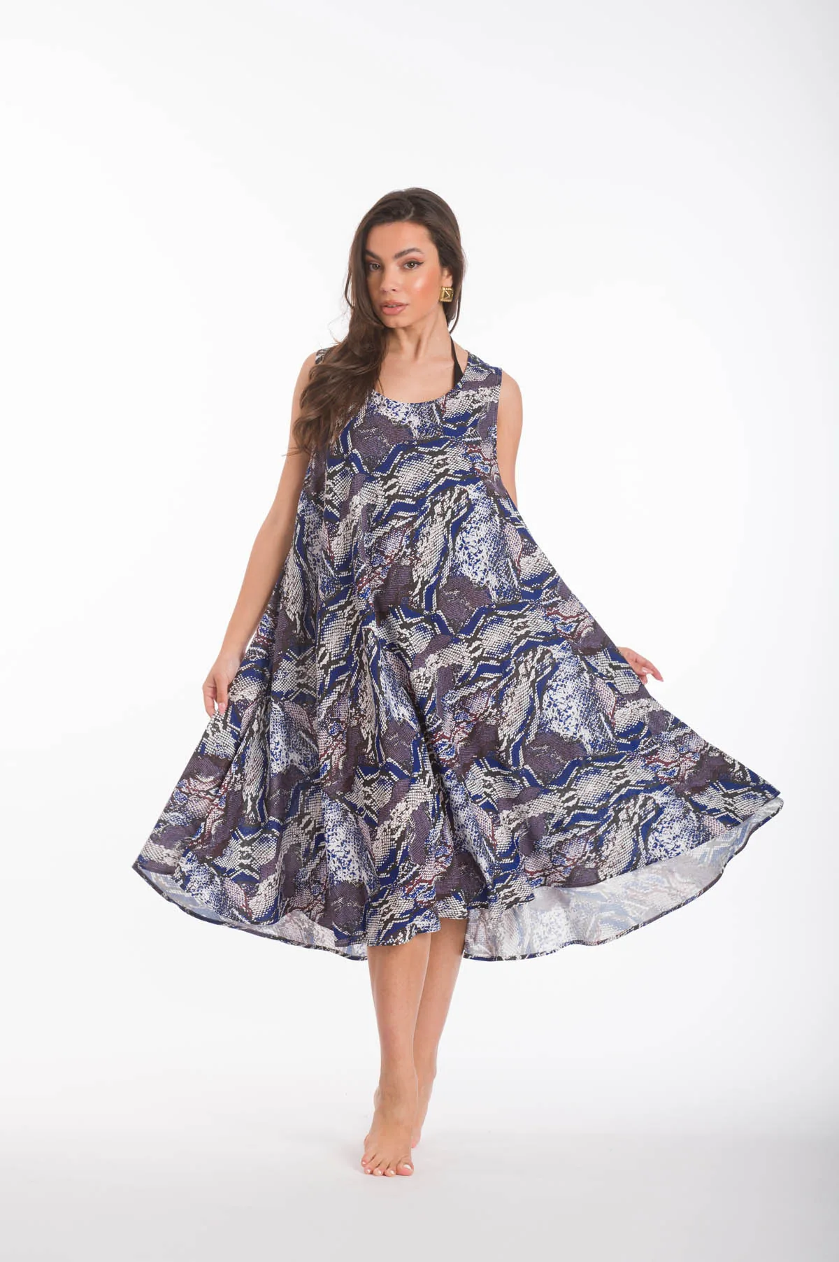 Φορεμα oval viscose - Γκρί φόρεμα παραλίας για καλοκαιρινές resort εμφανίσεις