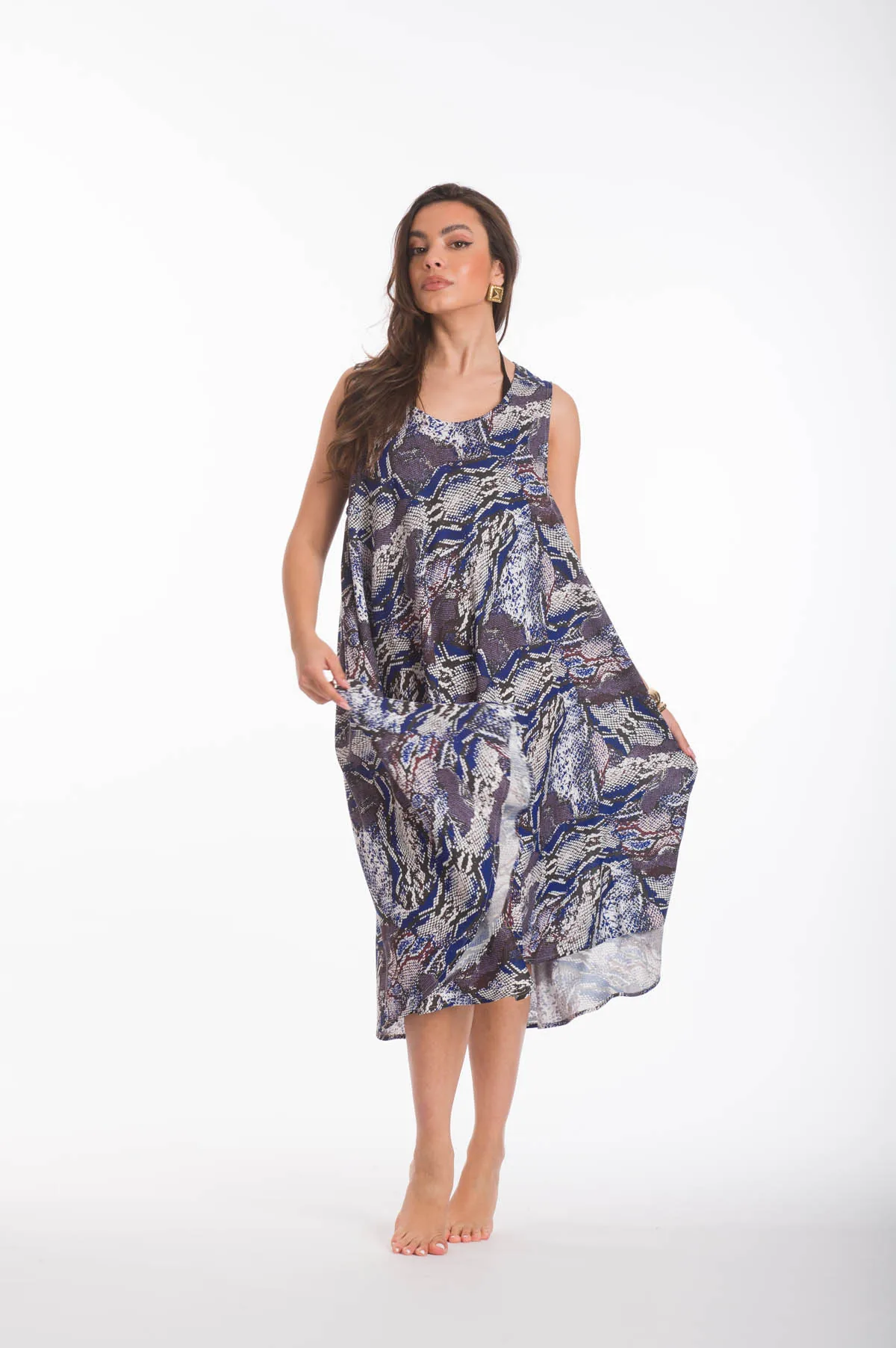 Φορεμα oval viscose - Γκρί φόρεμα παραλίας για καλοκαιρινές resort εμφανίσεις