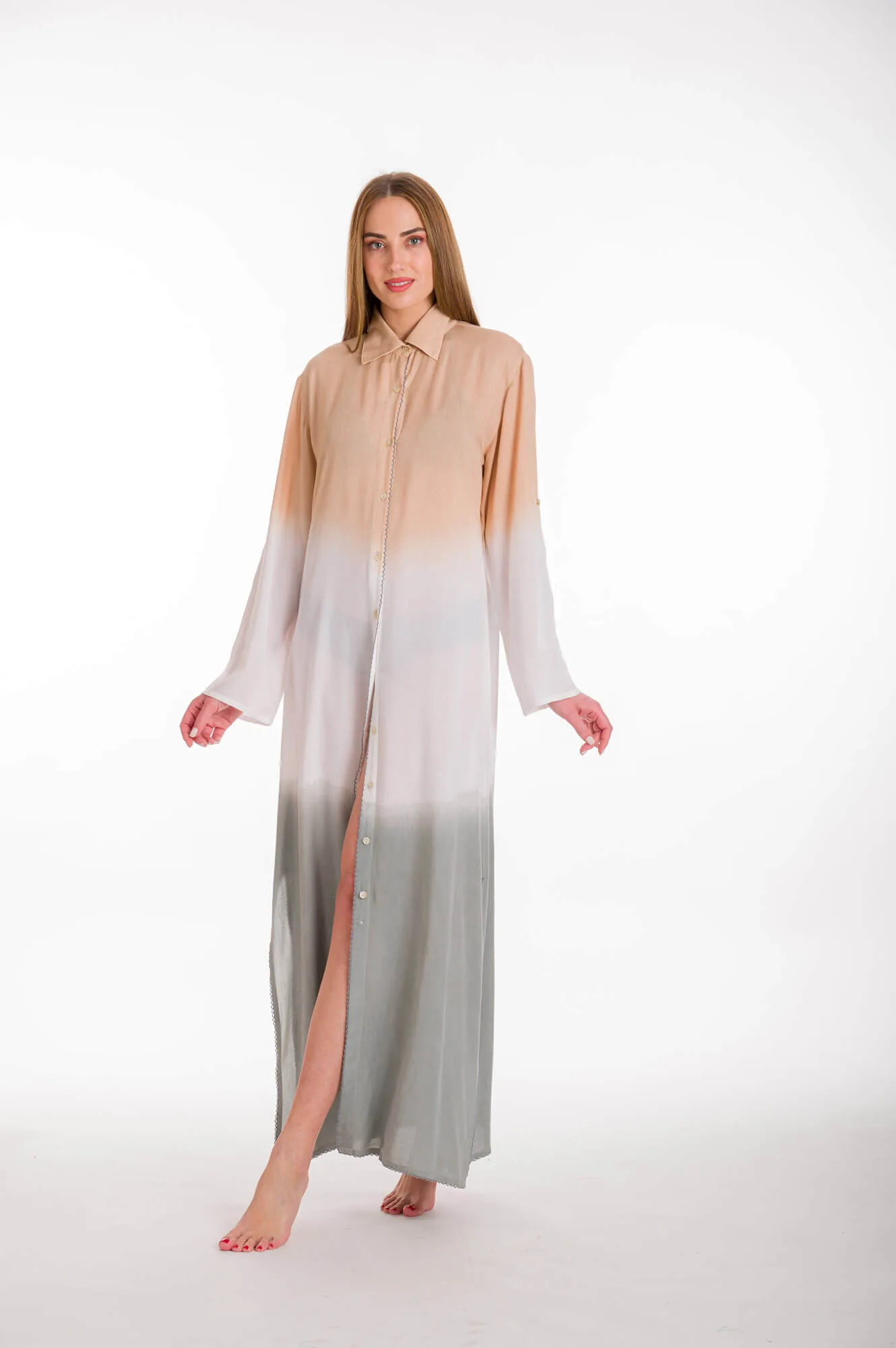 Πουκαμισα viscose- tunic - φορεμα - Γκρί;Σομόν παρεό παραλίας για καλοκαιρινές resort εμφανίσεις