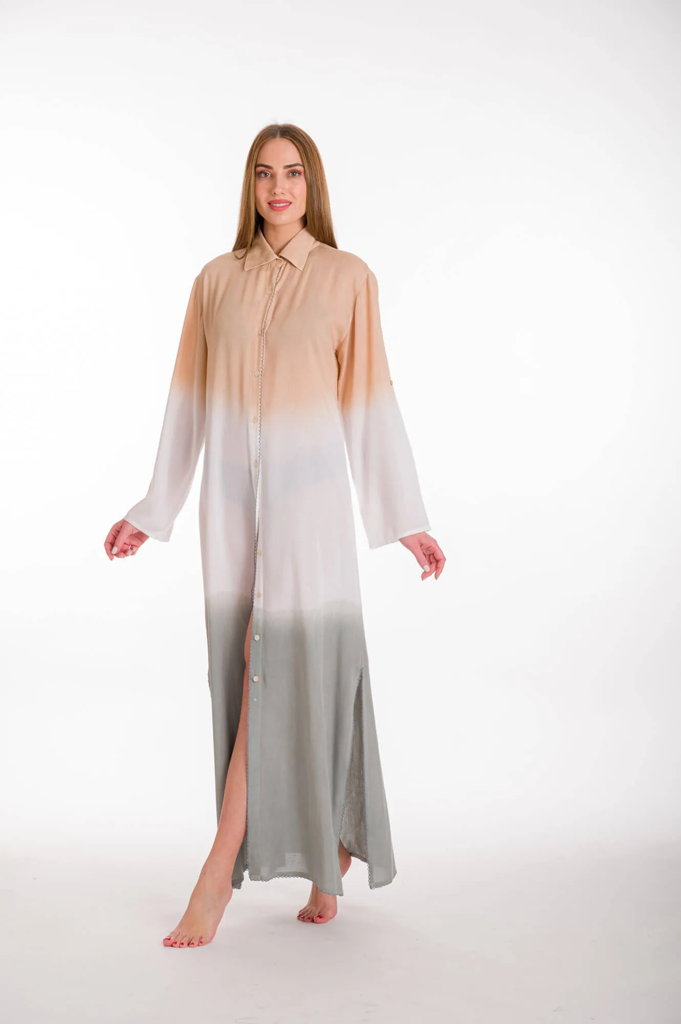 Πουκαμισα viscose- tunic - φορεμα - Γκρί;Σομόν resort wear προϊόν για καλοκαιρινές resort εμφανίσεις