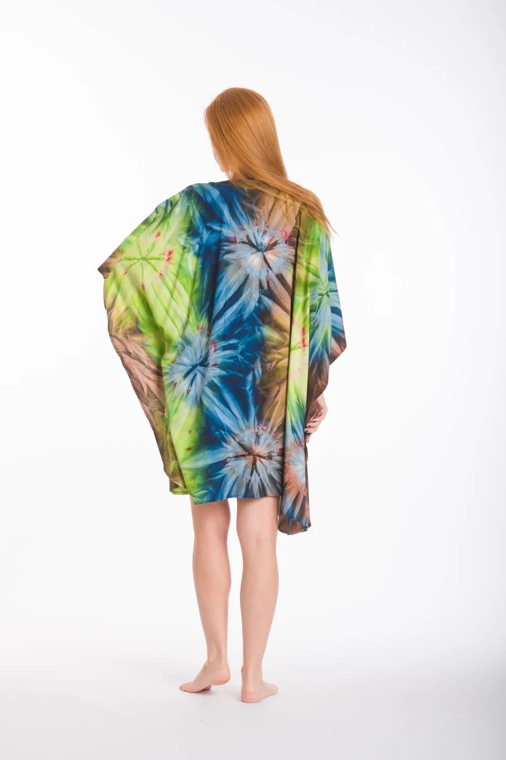 Πράσινο ποντσο βισκοζ tie dye εκρηξη - Καφέ;Πράσινο πόντσο παραλίας από βισκόζ για καλοκαιρινές resort εμφανίσεις