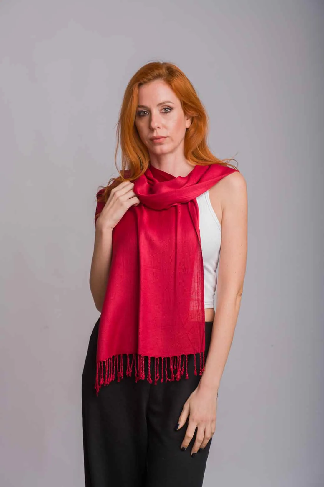Κερασί πασμίνα βισκόζ - resort wear προϊόν από βισκόζ για καλοκαιρινές resort εμφανίσεις