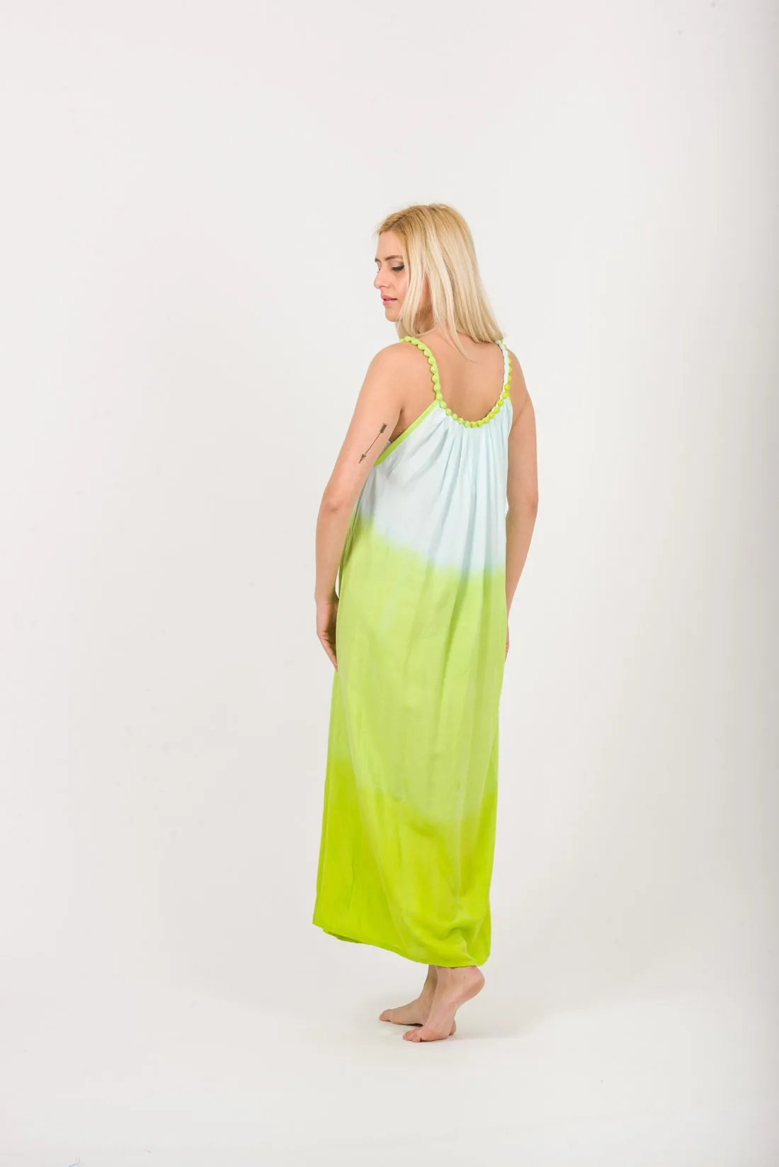 Φορεμα αμανικο tie dye ντεγκραντε viscose - Λαχανί παρεό παραλίας για καλοκαιρινές resort εμφανίσεις