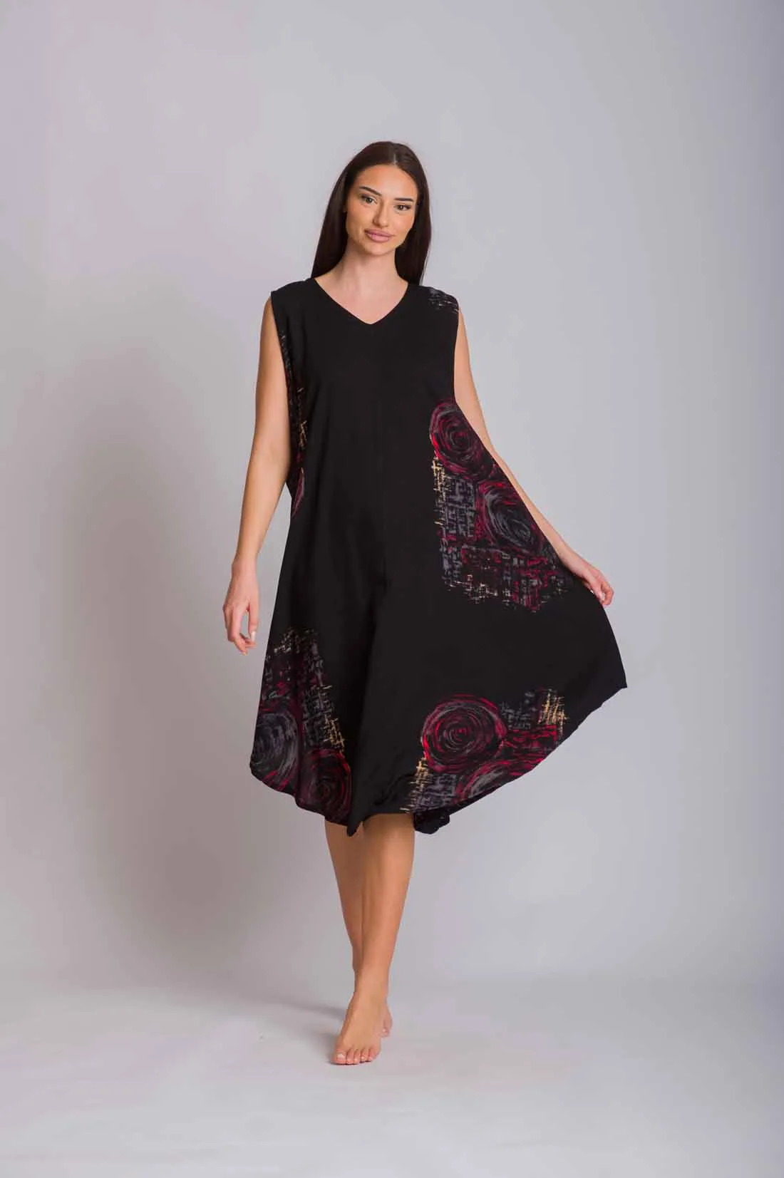 Μαύρο φορεμα oval αμανικο viscose crincle - παρεό παραλίας για καλοκαιρινές resort εμφανίσεις
