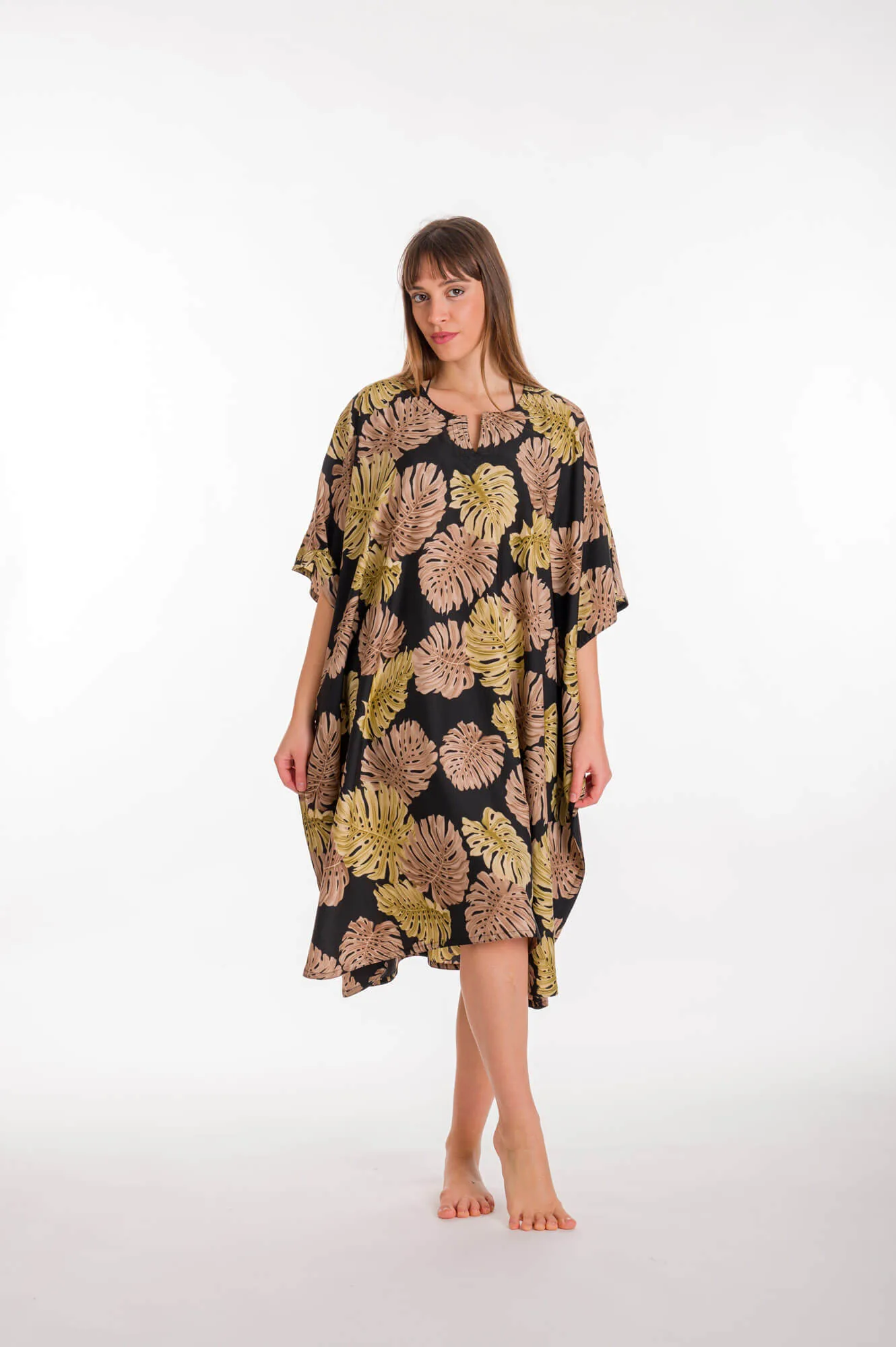 Καφτανι 3/4 mmf silk touch - Μαύρο;Καφέ παρεό παραλίας για καλοκαιρινές resort εμφανίσεις
