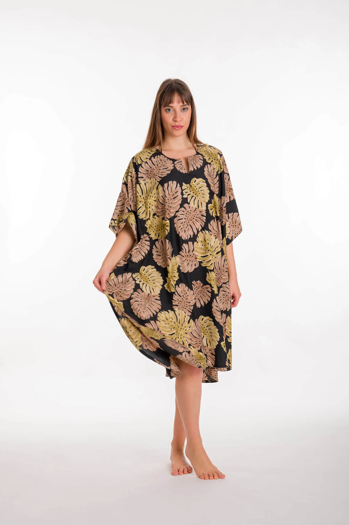 Καφτανι 3/4 mmf silk touch - Μαύρο;Καφέ καφτάνι παραλίας για καλοκαιρινές resort εμφανίσεις