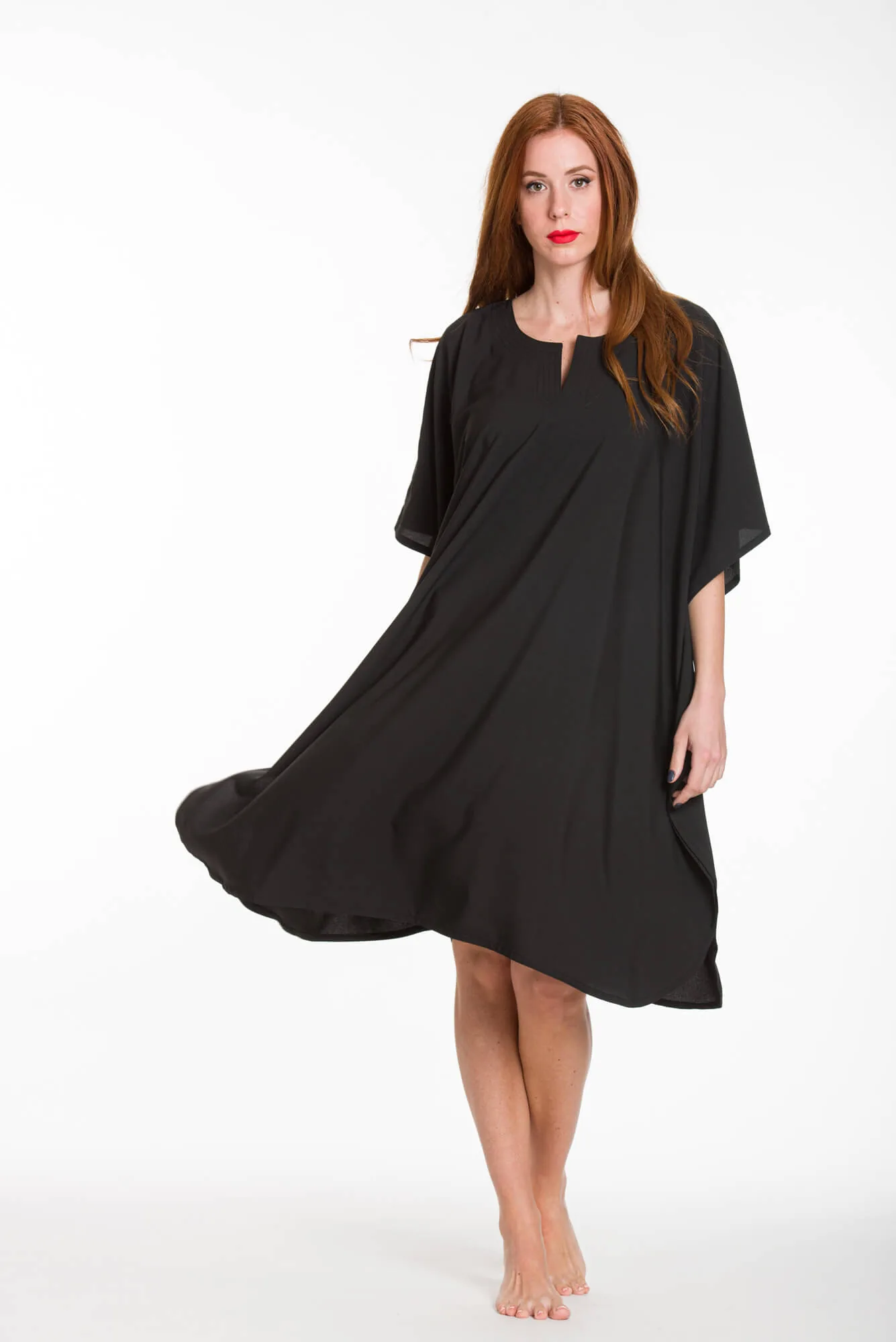 Καφτανι 3/4 mmf silk touch - Μαύρο παρεό παραλίας για καλοκαιρινές resort εμφανίσεις