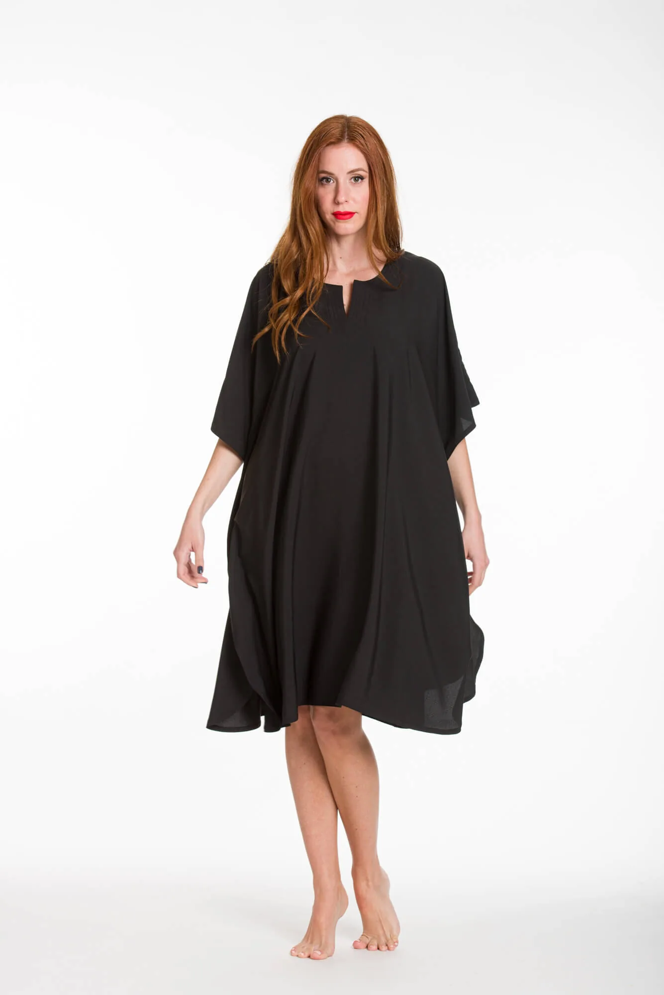 Καφτανι 3/4 mmf silk touch - Μαύρο καφτάνι παραλίας για καλοκαιρινές resort εμφανίσεις