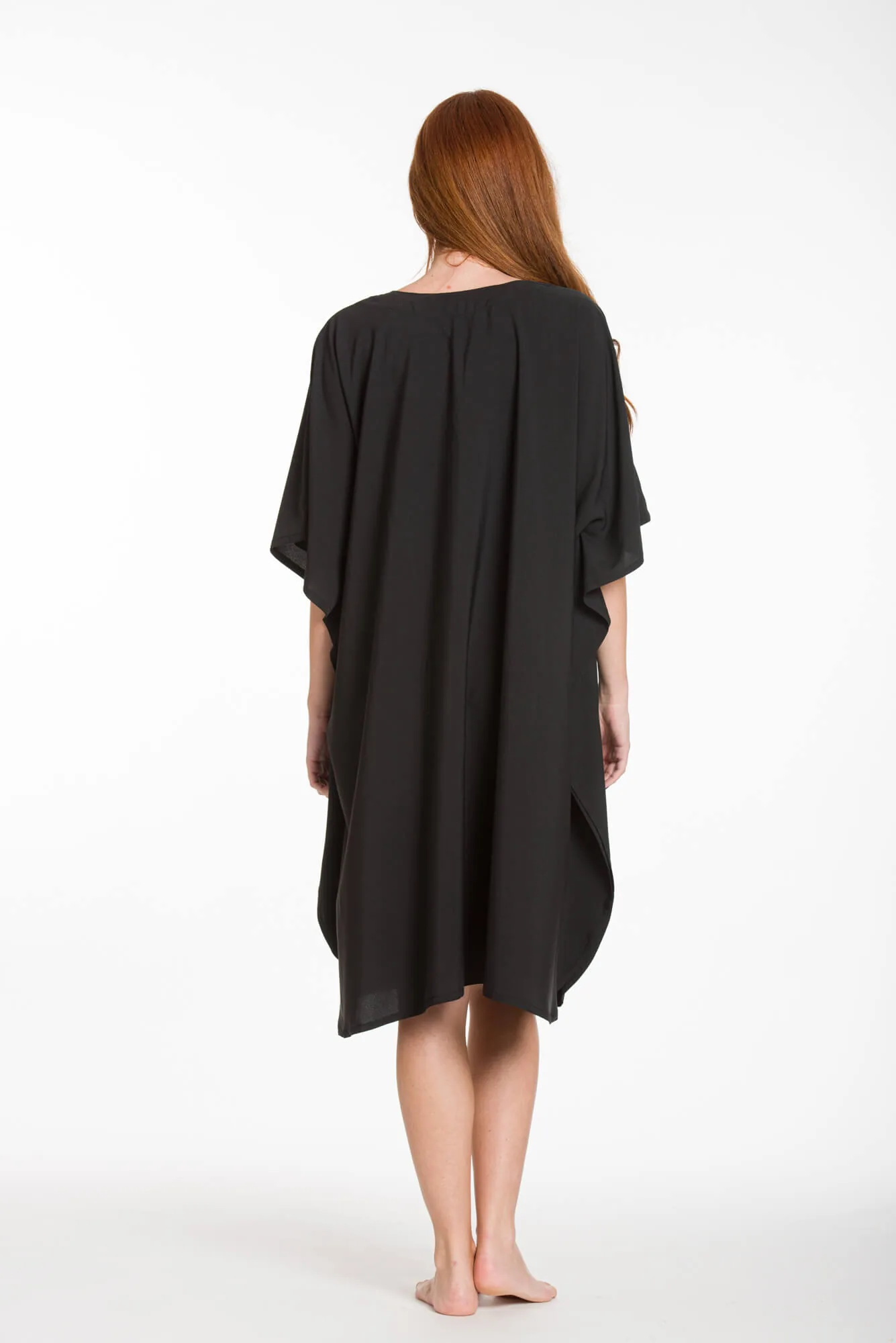 Καφτανι 3/4 mmf silk touch - Μαύρο καφτάνι παραλίας για καλοκαιρινές resort εμφανίσεις