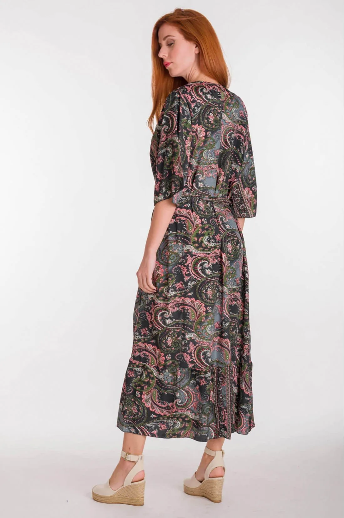Κιμονο art. silk maxi με δεσιμο - Μαύρο resort wear προϊόν για καλοκαιρινές resort εμφανίσεις