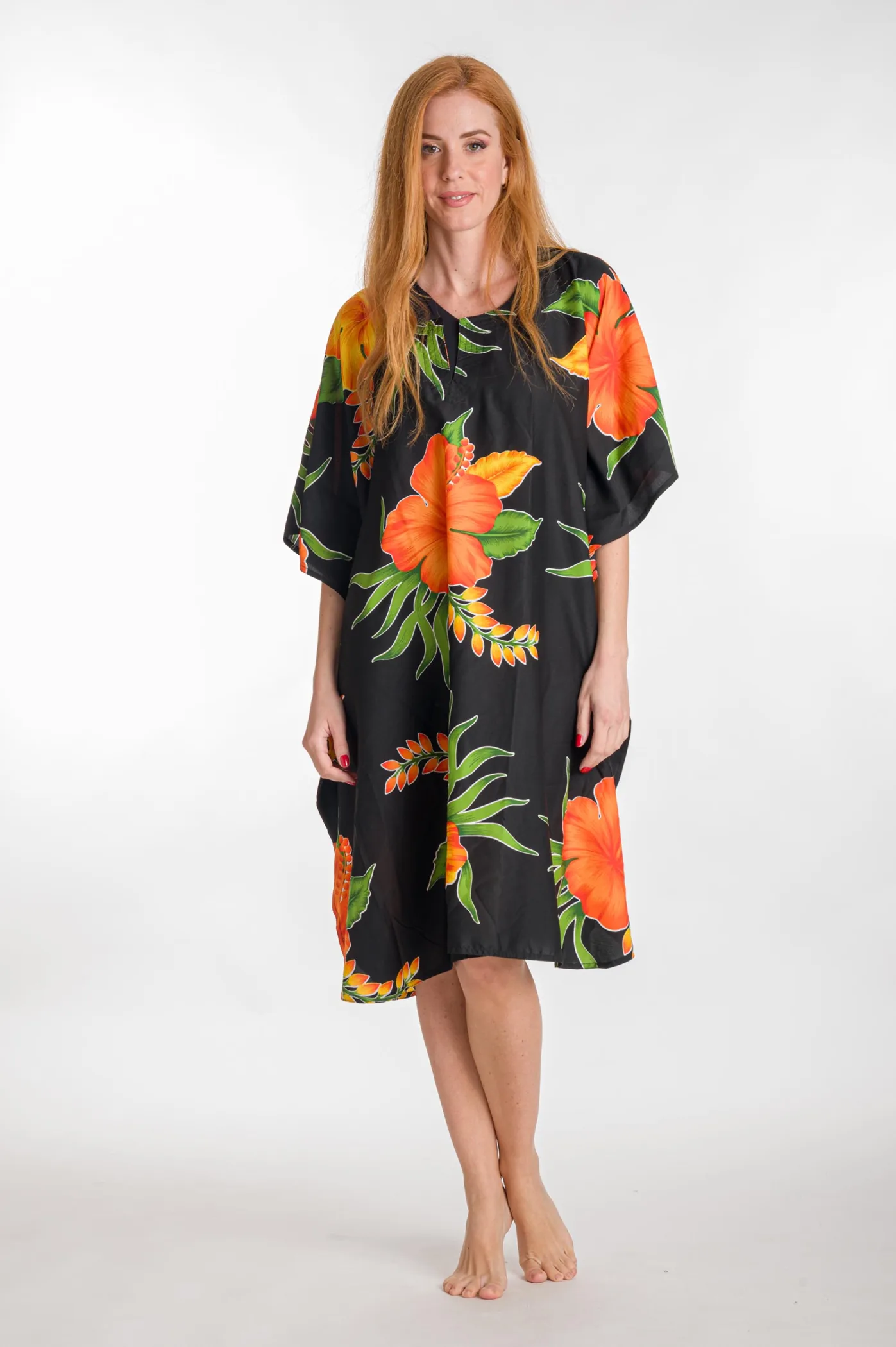 Καφτανι 3/4 mmf silk touch - Μαύρο;Πορτοκαλί παρεό παραλίας για καλοκαιρινές resort εμφανίσεις