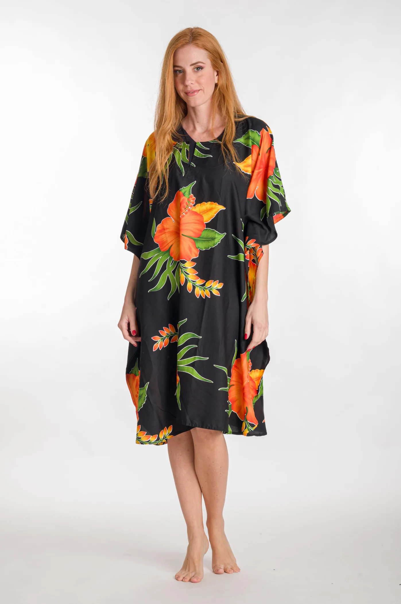 Καφτανι 3/4 mmf silk touch - Μαύρο;Πορτοκαλί καφτάνι παραλίας για καλοκαιρινές resort εμφανίσεις
