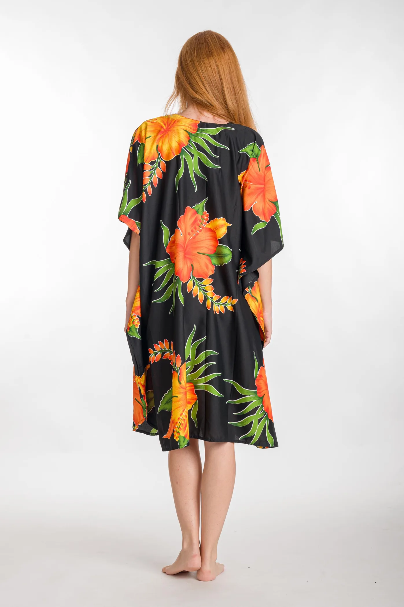 Καφτανι 3/4 mmf silk touch - Μαύρο;Πορτοκαλί καφτάνι παραλίας για καλοκαιρινές resort εμφανίσεις