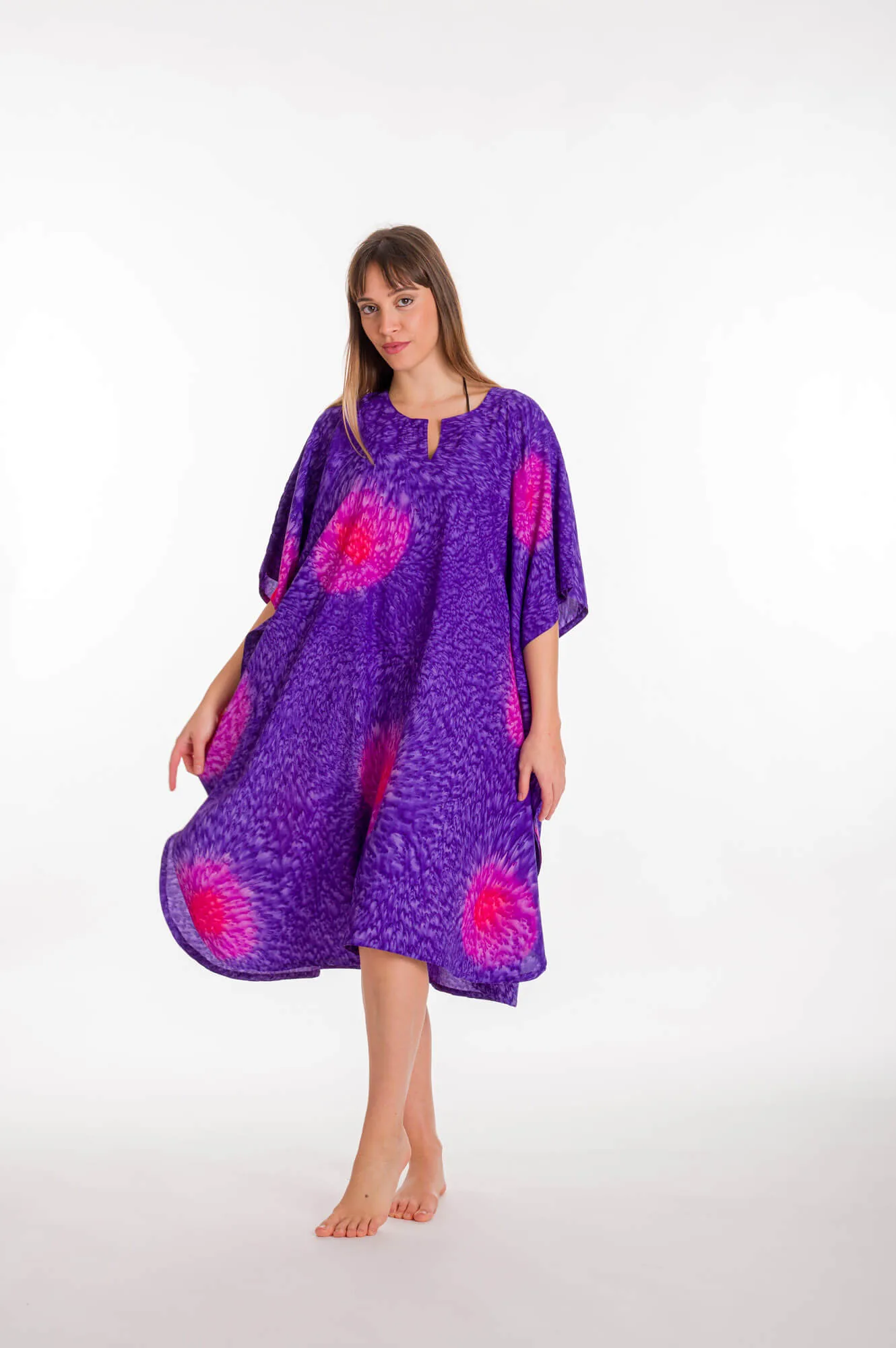 Καφτανι 3/4 mmf silk touch - Μώβ;Φούξια καφτάνι παραλίας για καλοκαιρινές resort εμφανίσεις