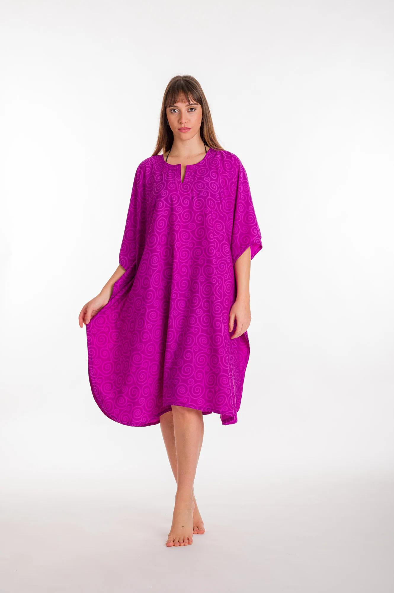 Καφτανι 3/4 mmf silk touch - Μώβ καφτάνι παραλίας για καλοκαιρινές resort εμφανίσεις