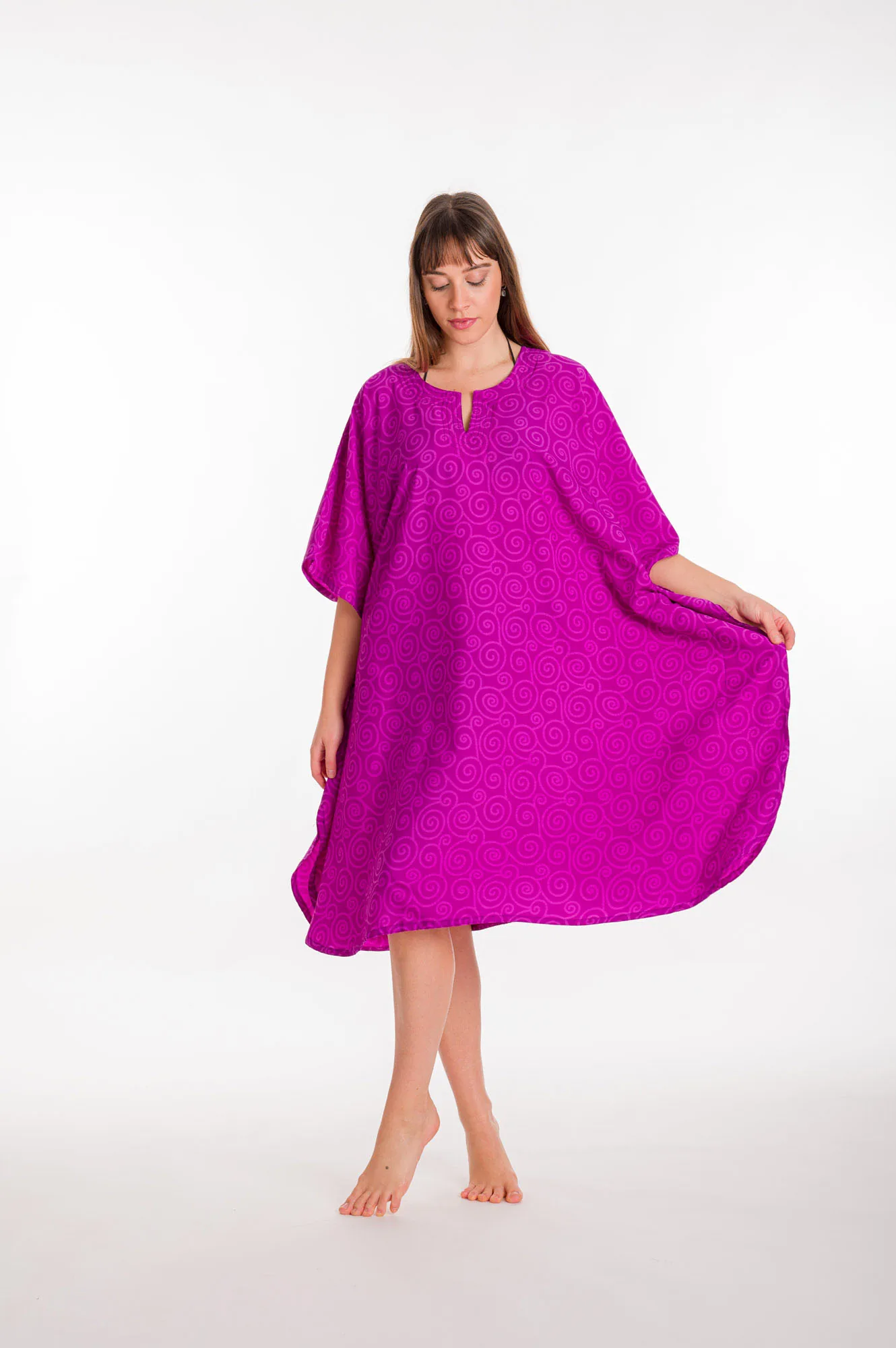 Καφτανι 3/4 mmf silk touch - Μώβ παρεό παραλίας για καλοκαιρινές resort εμφανίσεις
