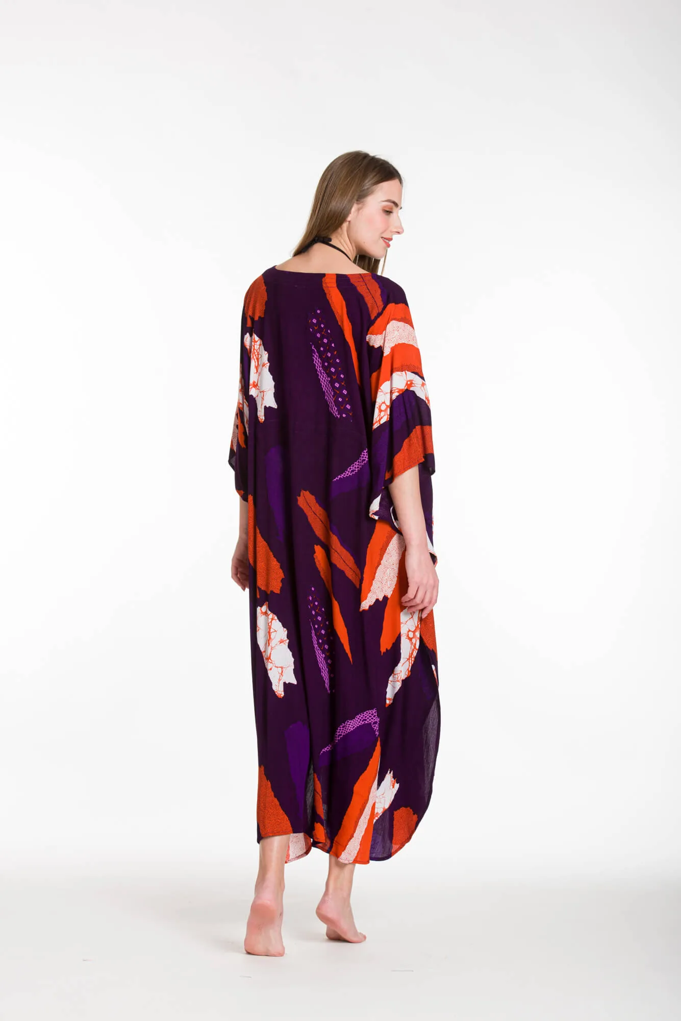 Καφτανι βισκοζ τσαλακωτο με adjuster - Μώβ καφτάνι παραλίας από βισκόζ για καλοκαιρινές resort εμφανίσεις