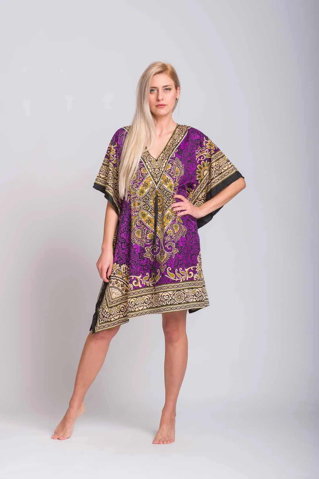 Μώβ ποντσο με adjuster - mmf silk touch - παρεό παραλίας για καλοκαιρινές resort εμφανίσεις