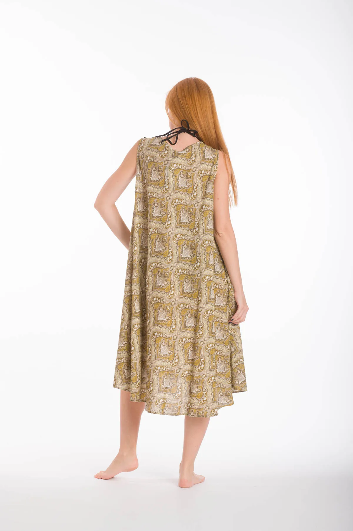 Φορεμα oval viscose - Μπέζ φόρεμα παραλίας για καλοκαιρινές resort εμφανίσεις