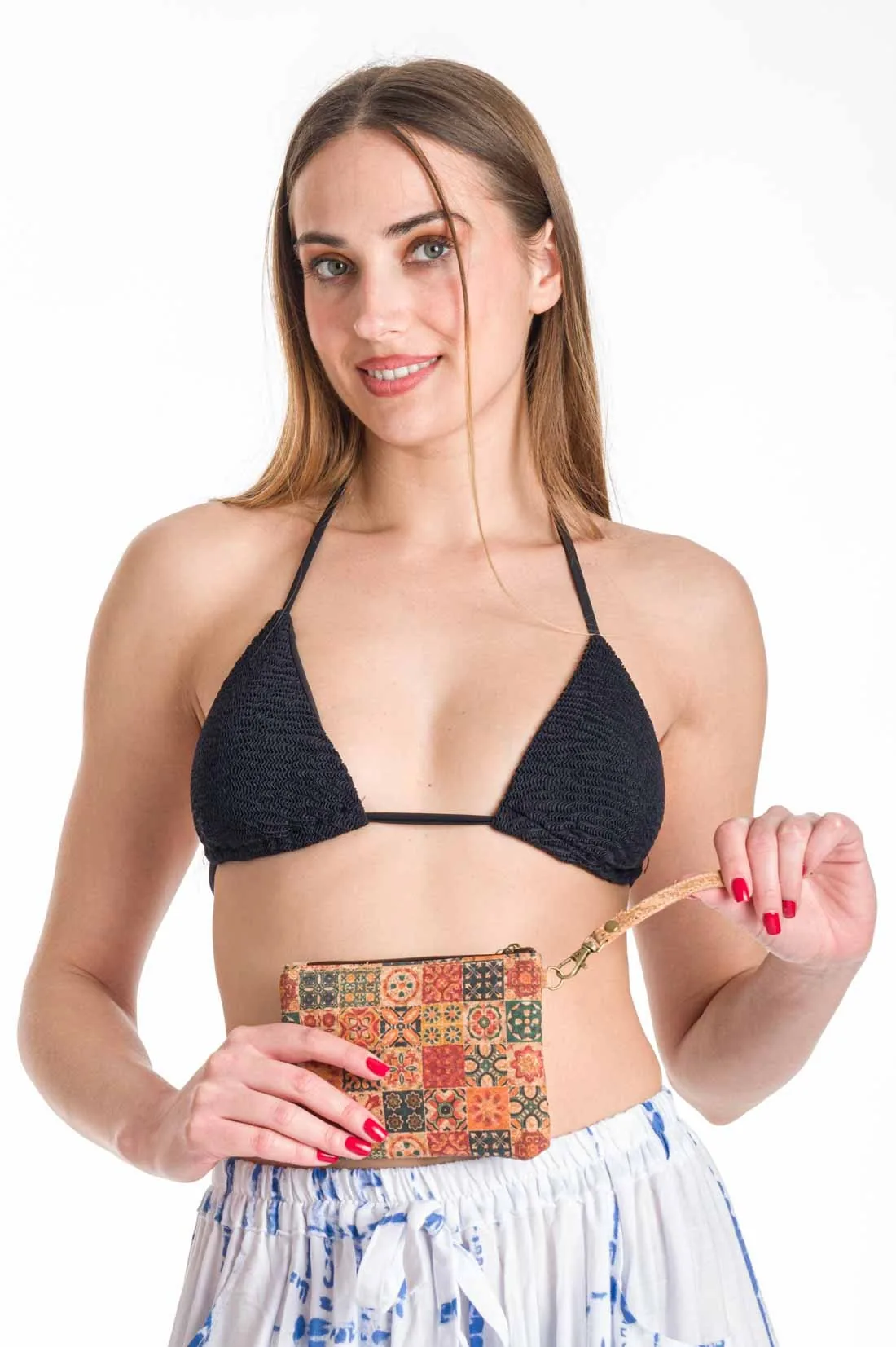 Τσαντακι μικρο καρπου - clutch - απο φελλο - Μπέζ τσάντα θαλάσσης για καλοκαιρινές resort εμφανίσεις