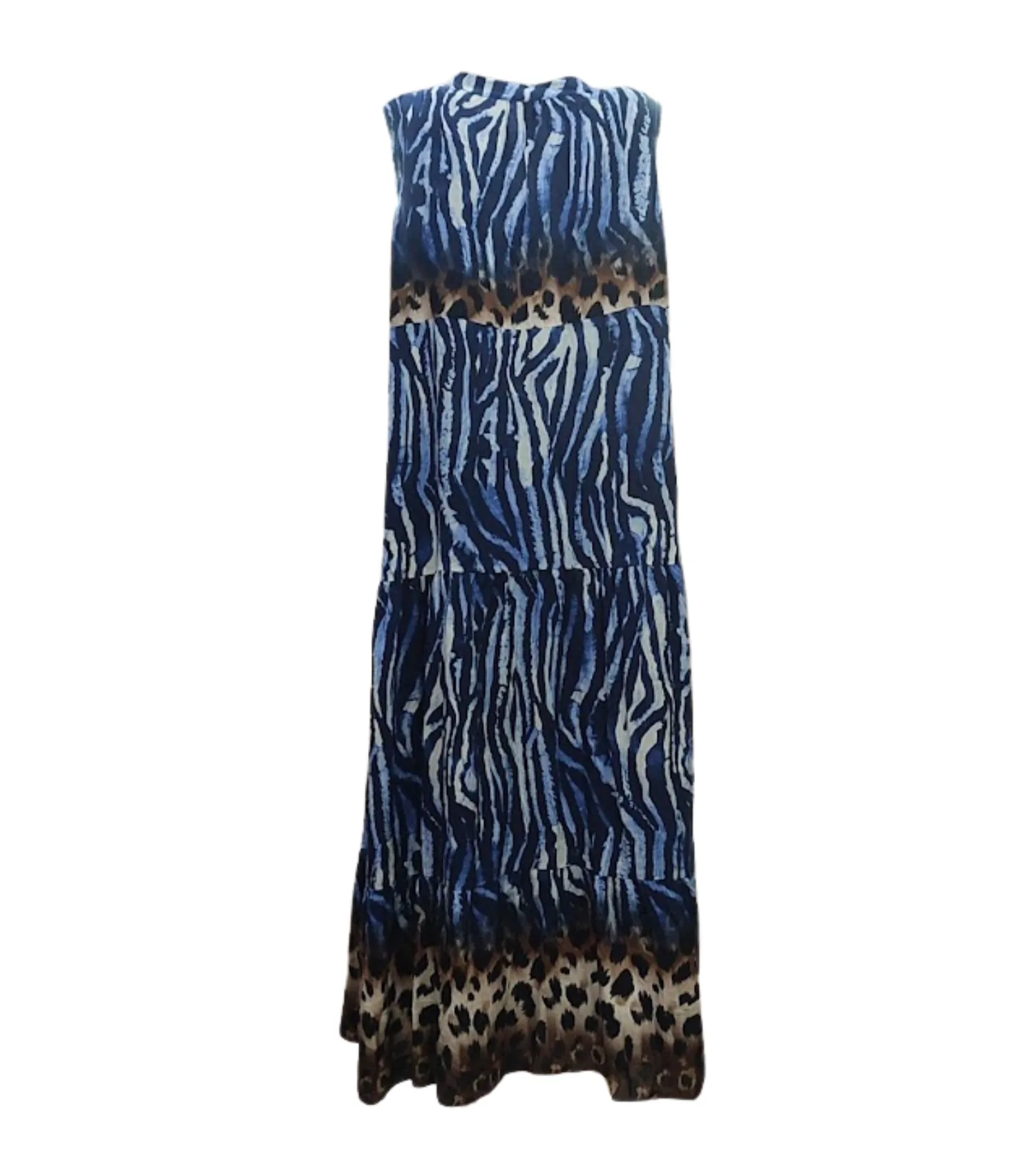 Φορεμα αμανικο μακρυ animal print - Μπλέ φόρεμα παραλίας από animal print για καλοκαιρινές resort εμφανίσεις