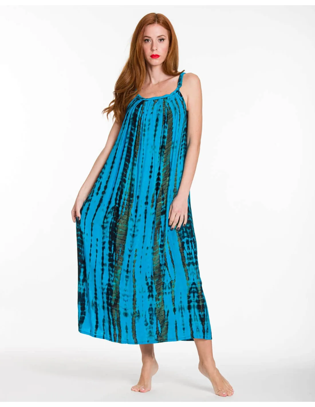 Φορεμα αμανικο μακρυ viscose tie dye - Μπλέ παρεό παραλίας για καλοκαιρινές resort εμφανίσεις