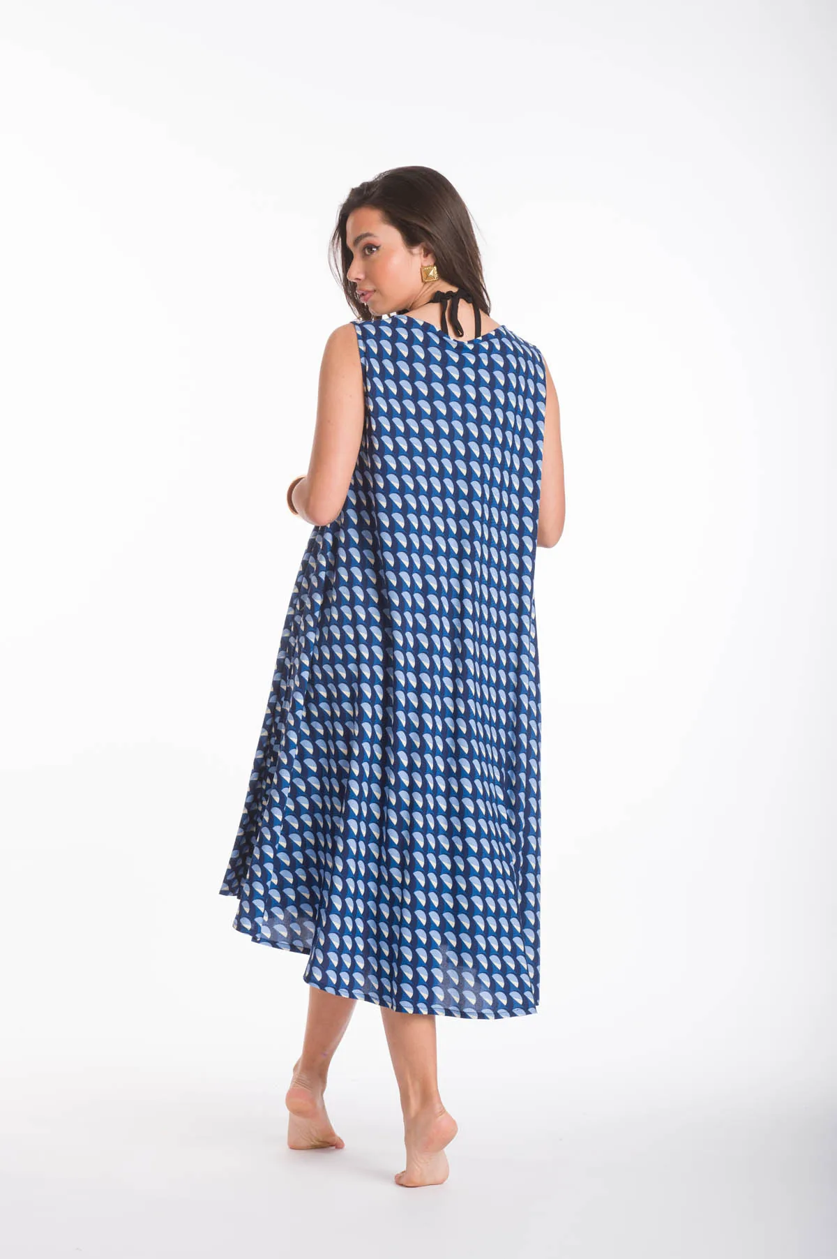 Φορεμα oval viscose - Μπλέ φόρεμα παραλίας για καλοκαιρινές resort εμφανίσεις