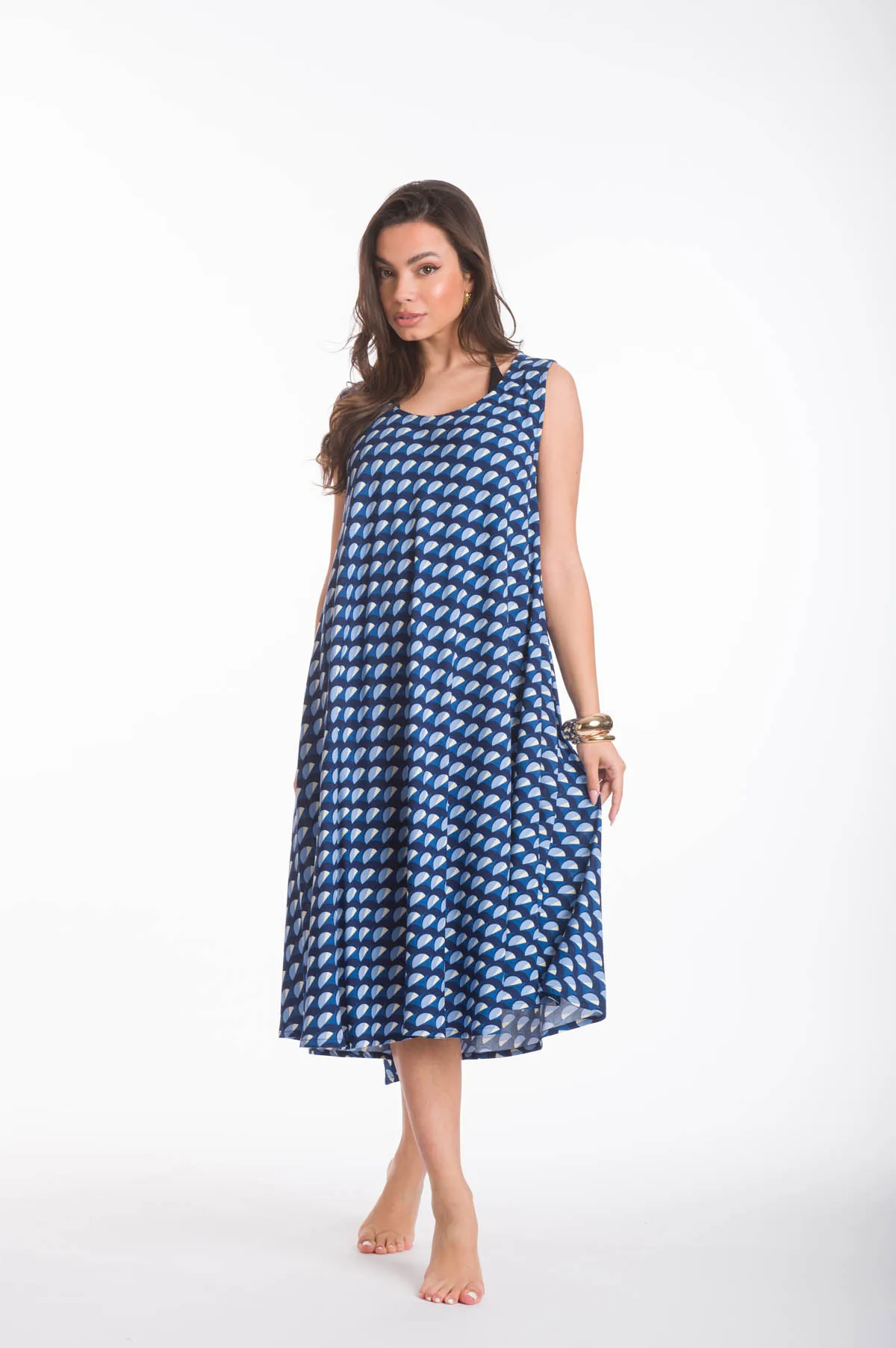 Φορεμα oval viscose - Μπλέ φόρεμα παραλίας για καλοκαιρινές resort εμφανίσεις