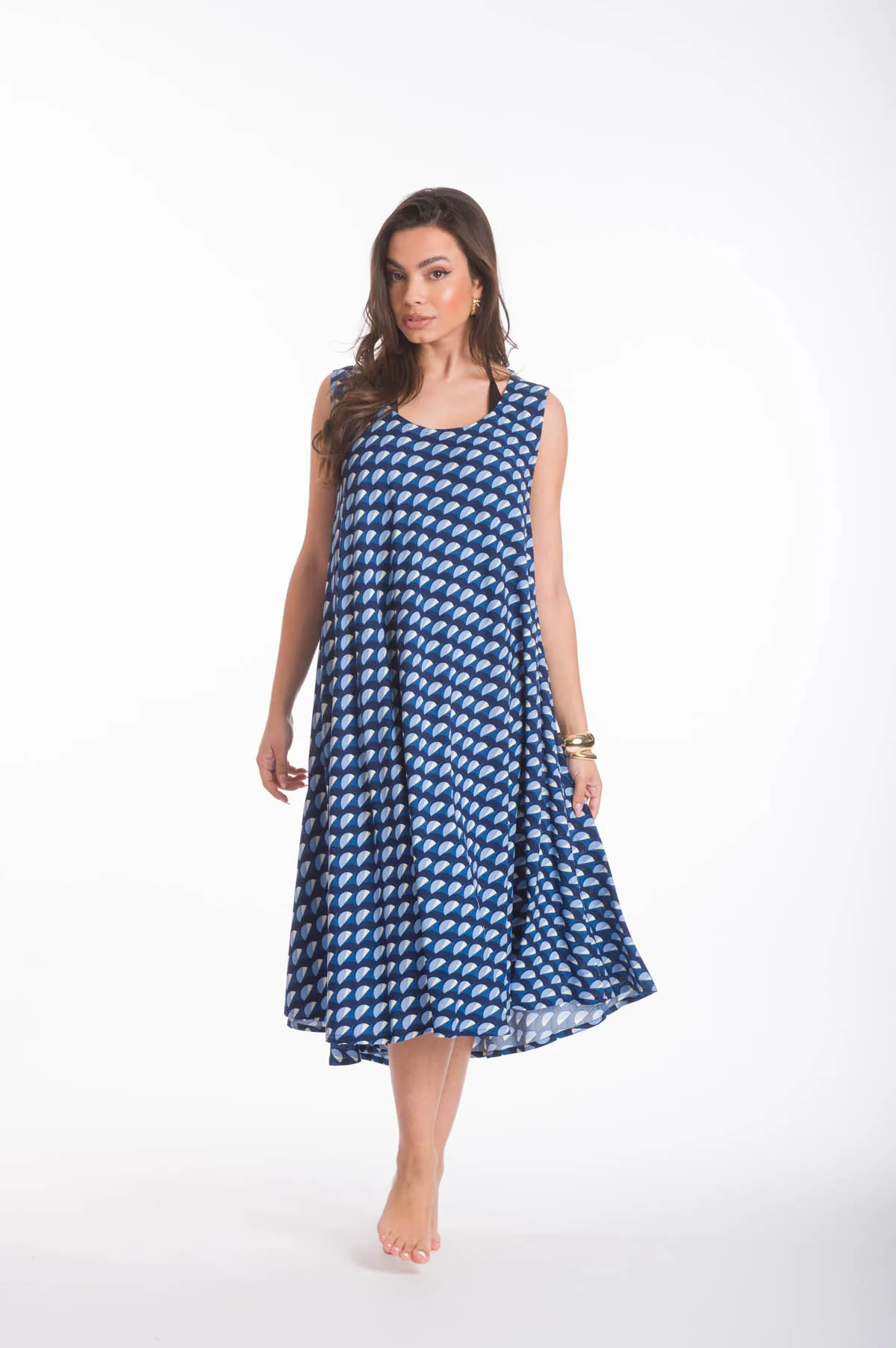 Φορεμα oval viscose - Μπλέ φόρεμα παραλίας για καλοκαιρινές resort εμφανίσεις