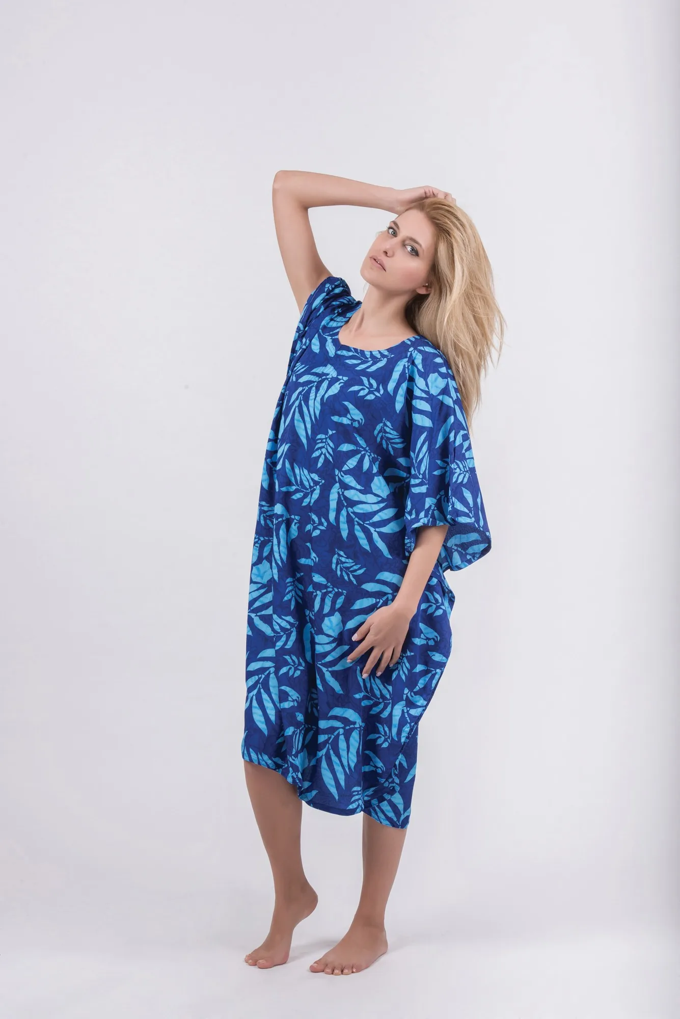 Καφτανι 3/4 mmf silk touch - Μπλέ παρεό παραλίας για καλοκαιρινές resort εμφανίσεις