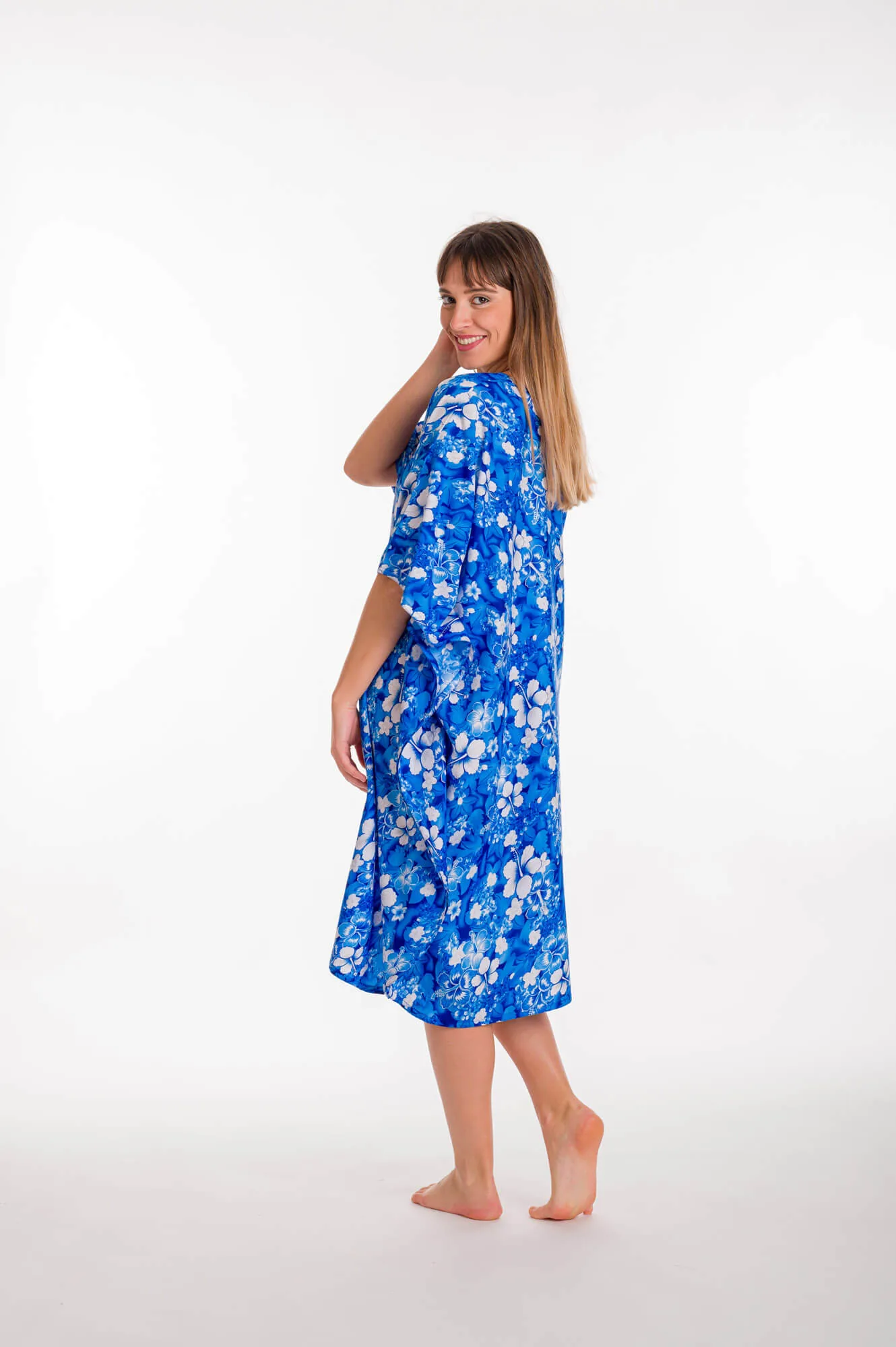 Καφτανι 3/4 mmf silk touch - Μπλέ καφτάνι παραλίας για καλοκαιρινές resort εμφανίσεις