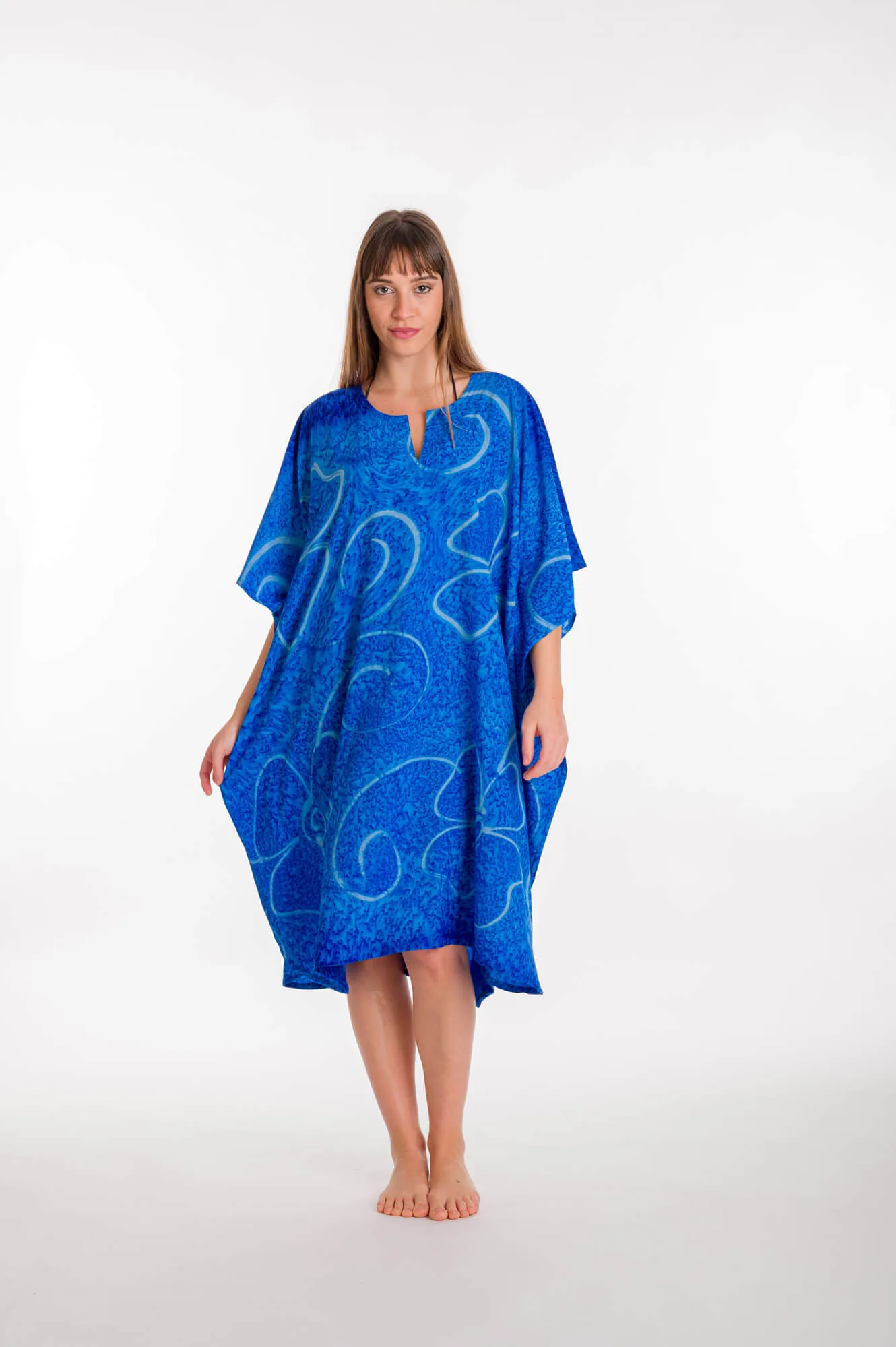 Καφτανι 3/4 mmf silk touch - Μπλέ παρεό παραλίας για καλοκαιρινές resort εμφανίσεις