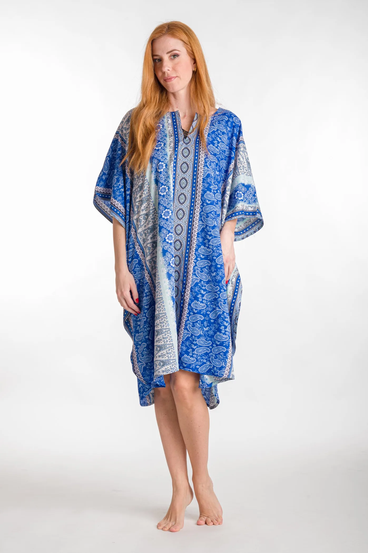 Καφτανι 3/4 mmf silk touch - Μπλέ καφτάνι παραλίας για καλοκαιρινές resort εμφανίσεις