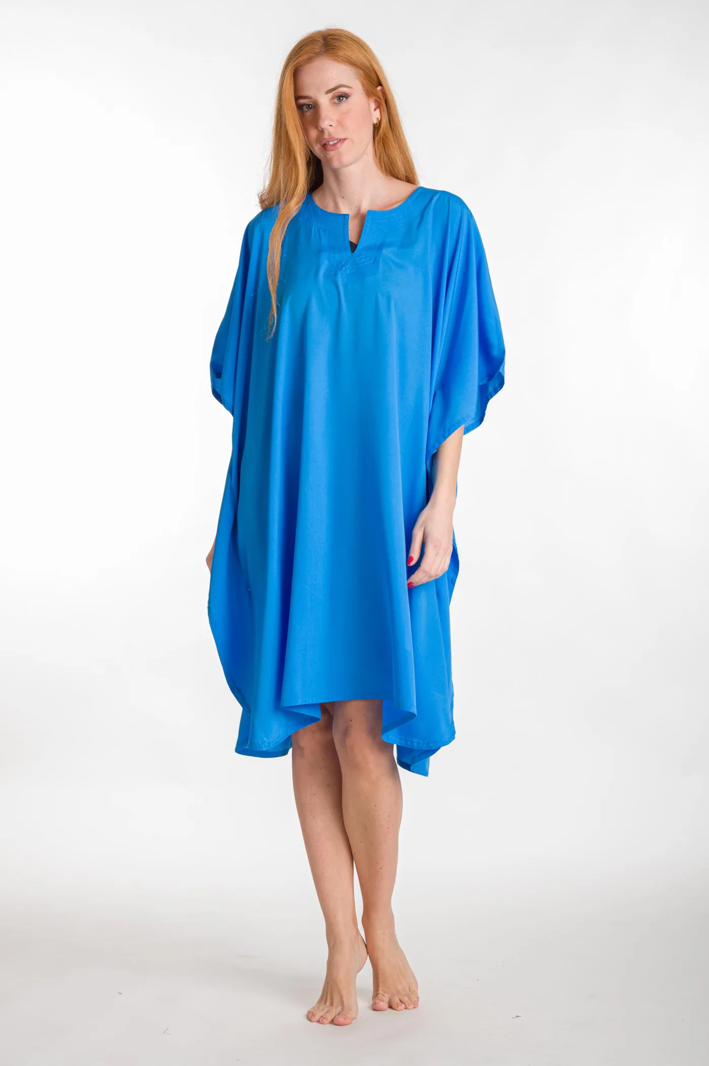 Καφτανι 3/4 mmf silk touch - Μπλέ παρεό παραλίας για καλοκαιρινές resort εμφανίσεις